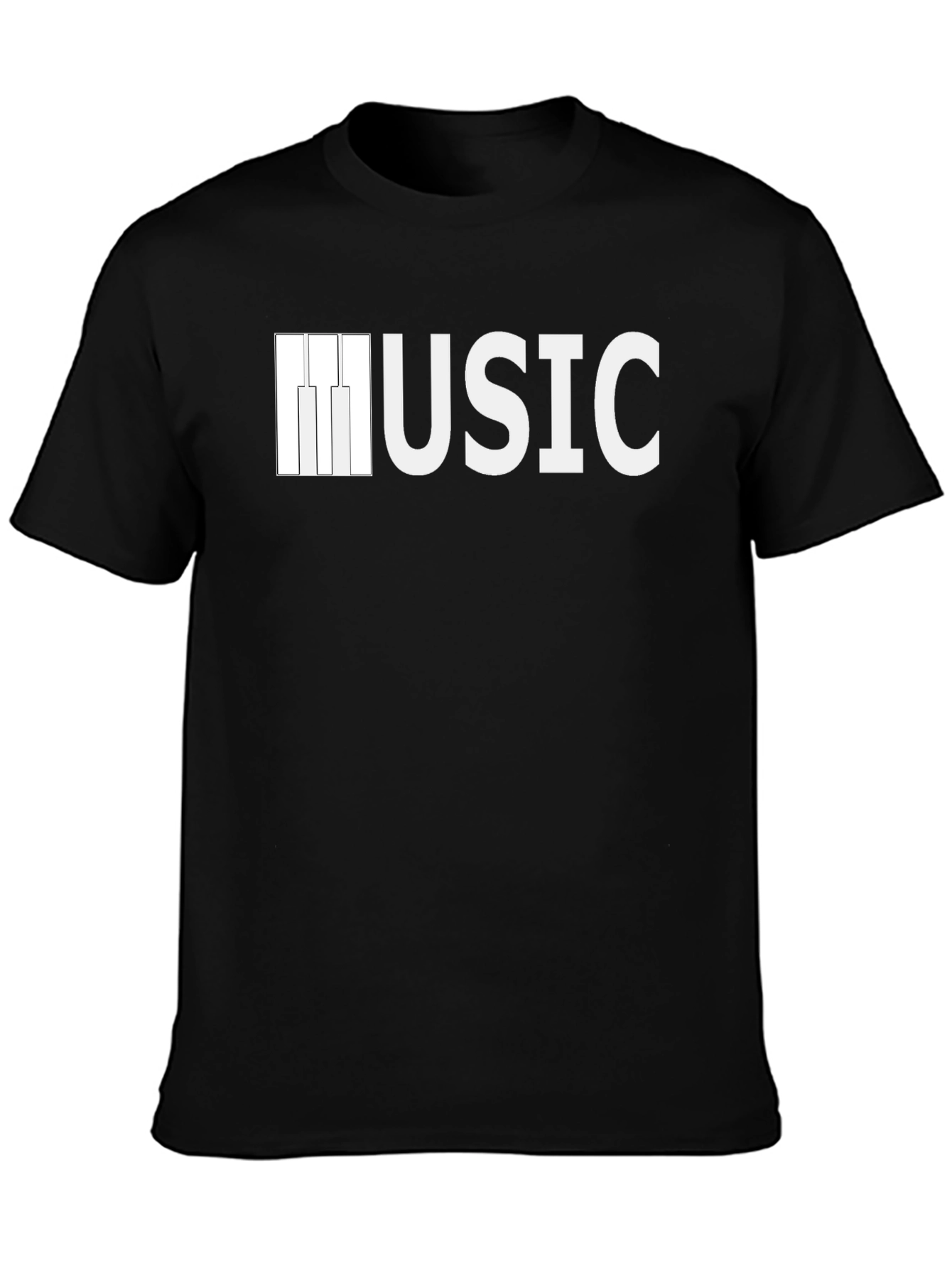 Music Piano Keys Graphic Tee - Black T-Shirt