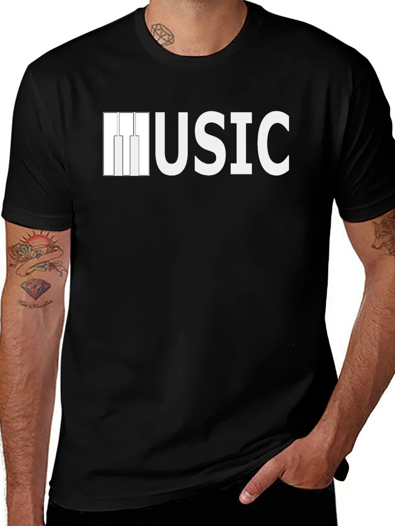 Music Piano Keys Graphic Tee - Black T-Shirt