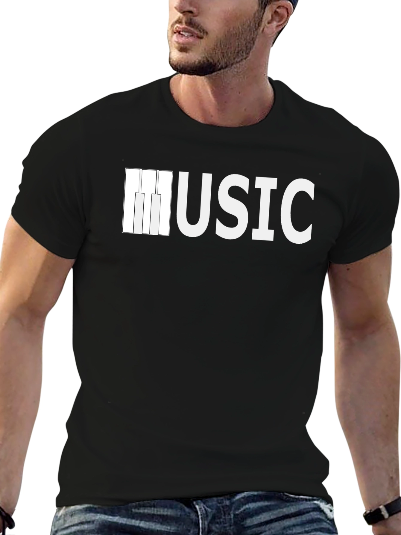 Music Piano Keys Graphic Tee - Black T-Shirt