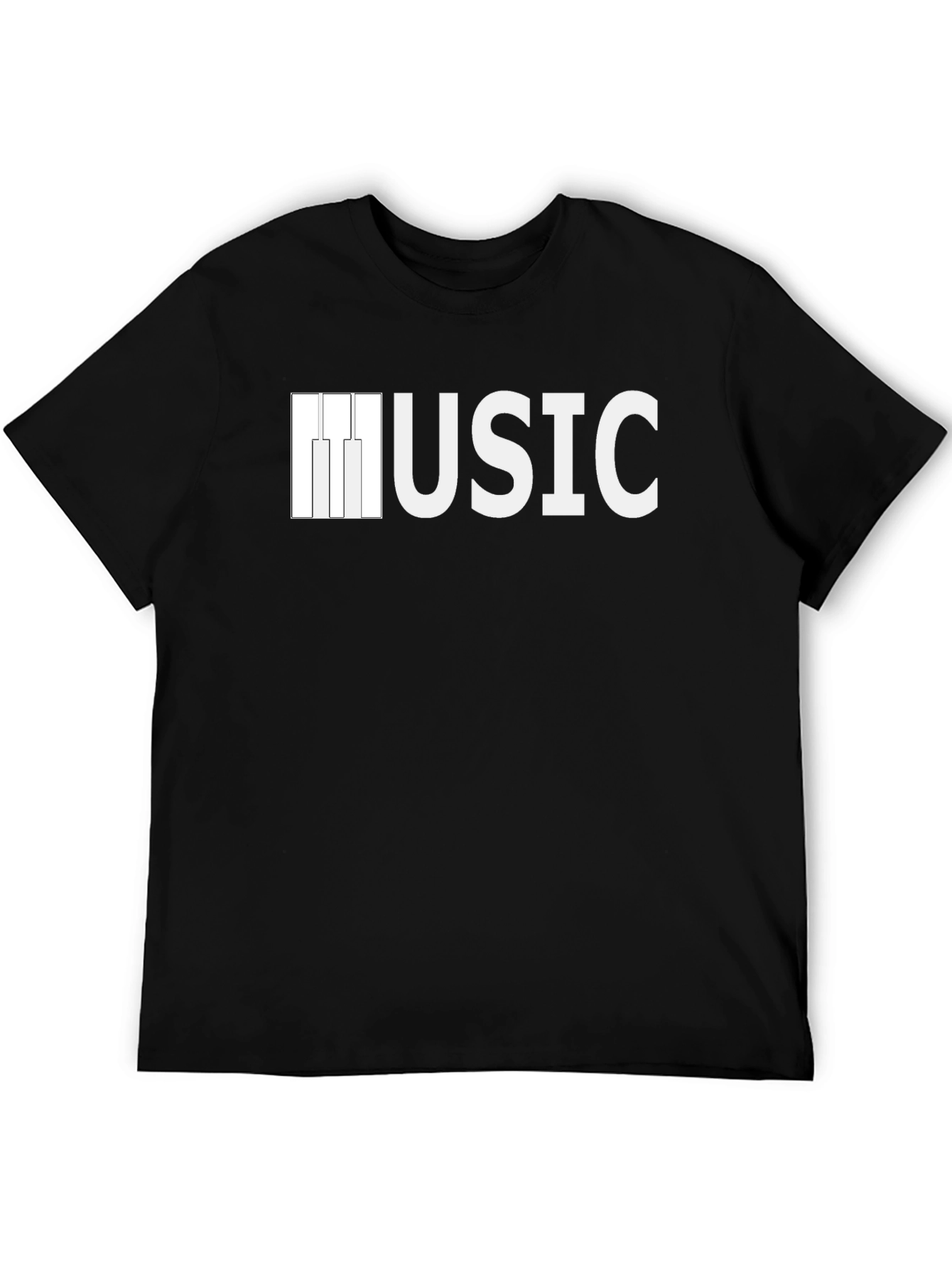 Music Piano Keys Graphic Tee - Black T-Shirt