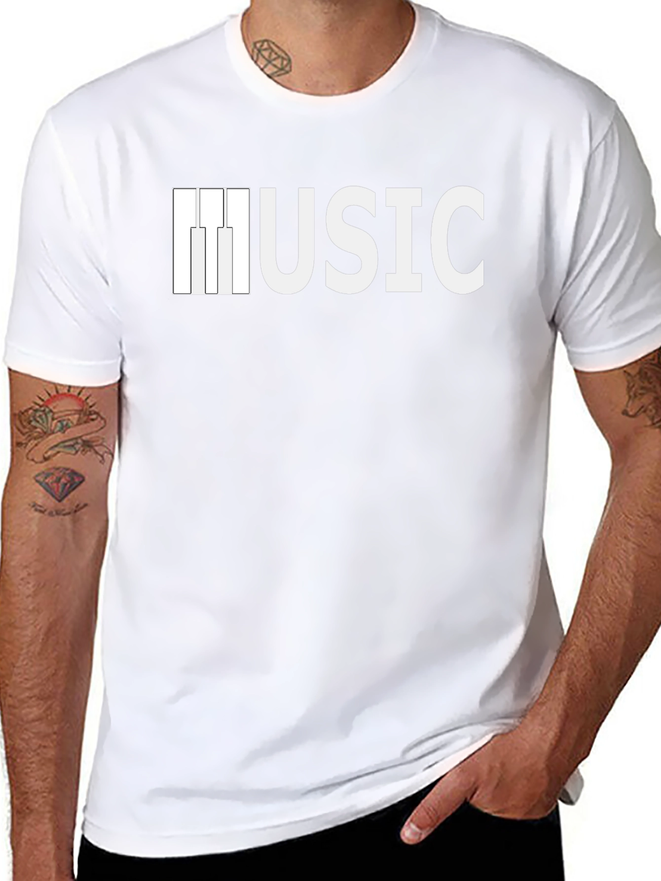 Music Piano Keys Graphic Tee - Black T-Shirt