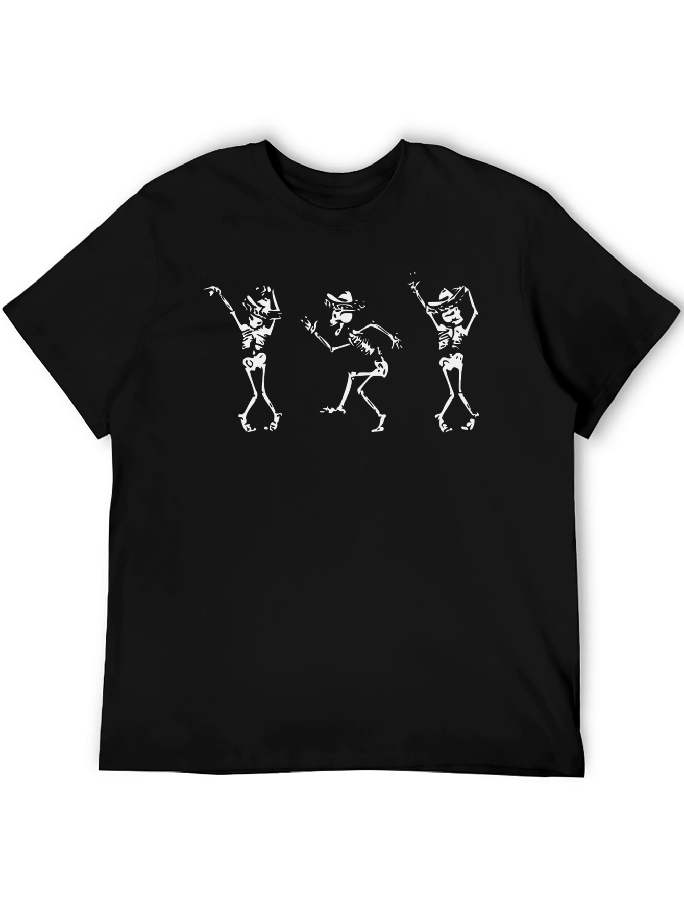 Dancing Skeleton Graphic Tee - Black Cotton Shirt