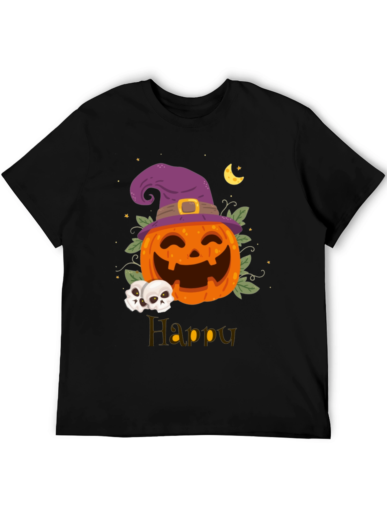 Happy Halloween Pumpkin Witch Hat Graphic T-Shirt