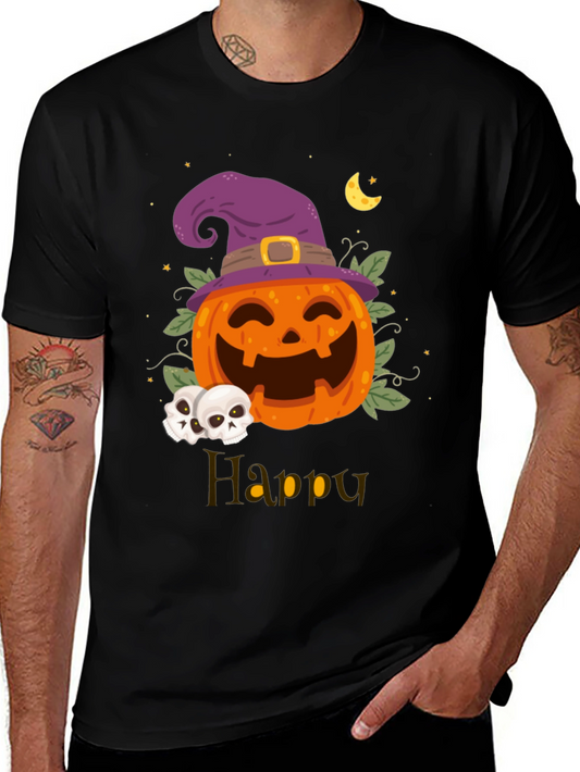 Happy Halloween Pumpkin Witch Hat Graphic T-Shirt