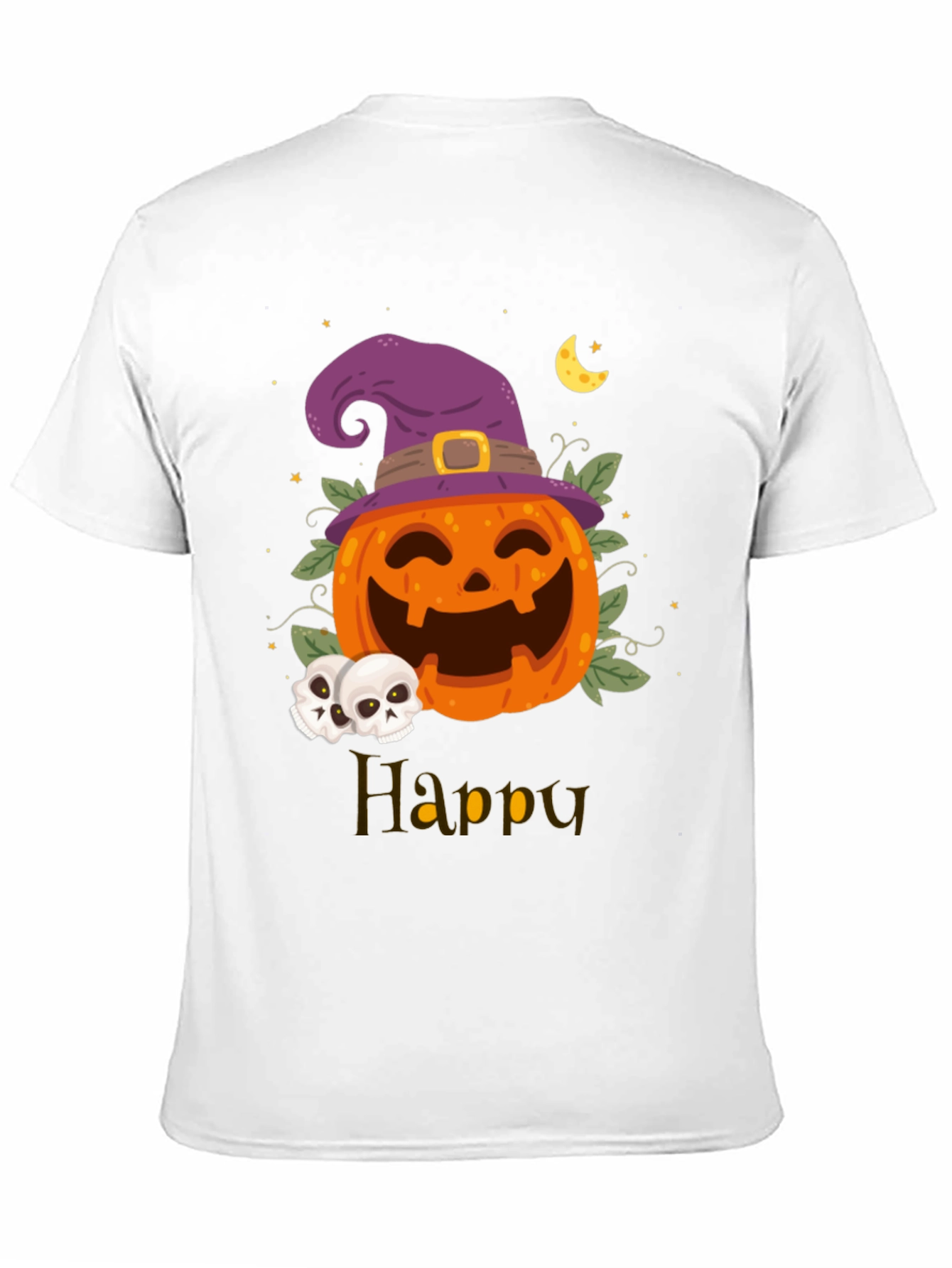Happy Halloween Pumpkin Witch Hat Graphic T-Shirt