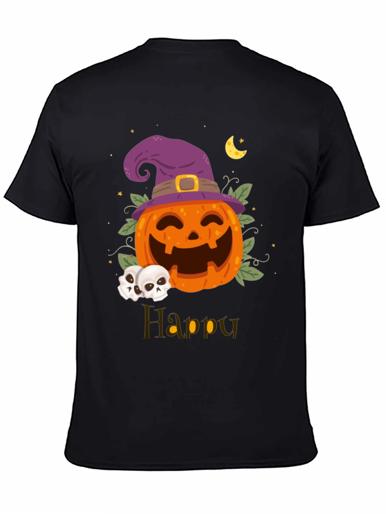 Happy Halloween Pumpkin Witch Hat Graphic T-Shirt
