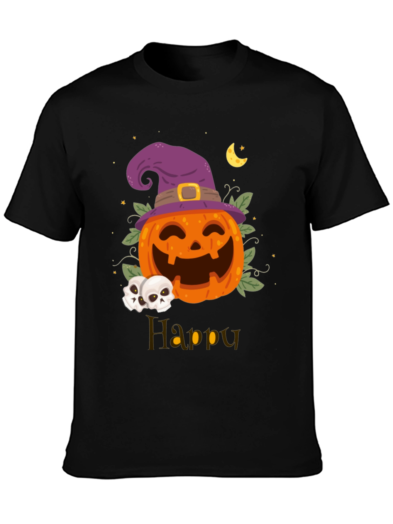 Happy Halloween Pumpkin Witch Hat Graphic T-Shirt