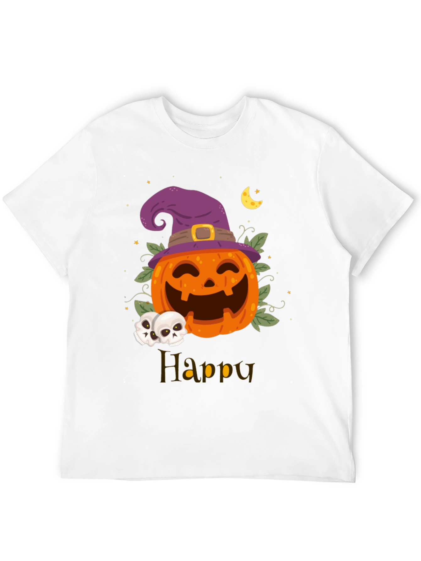 Happy Halloween Pumpkin Witch Hat Graphic T-Shirt
