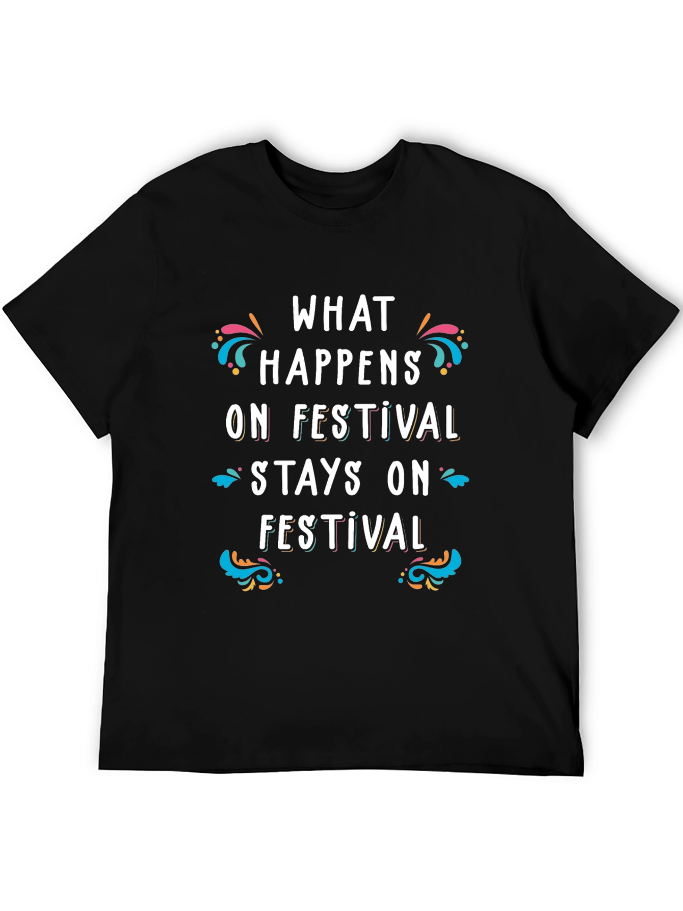 Festival Vibes Black Graphic T-Shirt