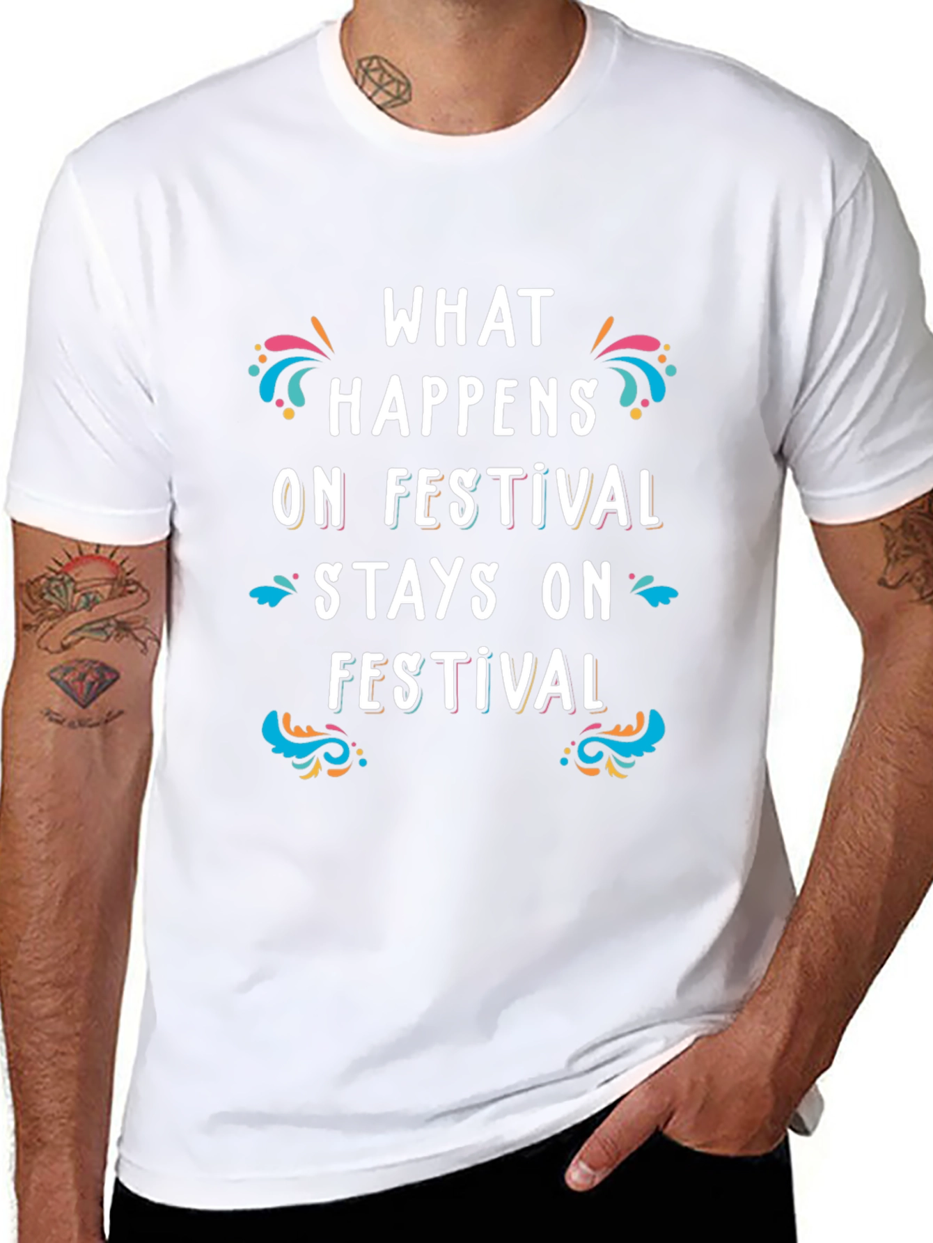 Festival Vibes Black Graphic T-Shirt
