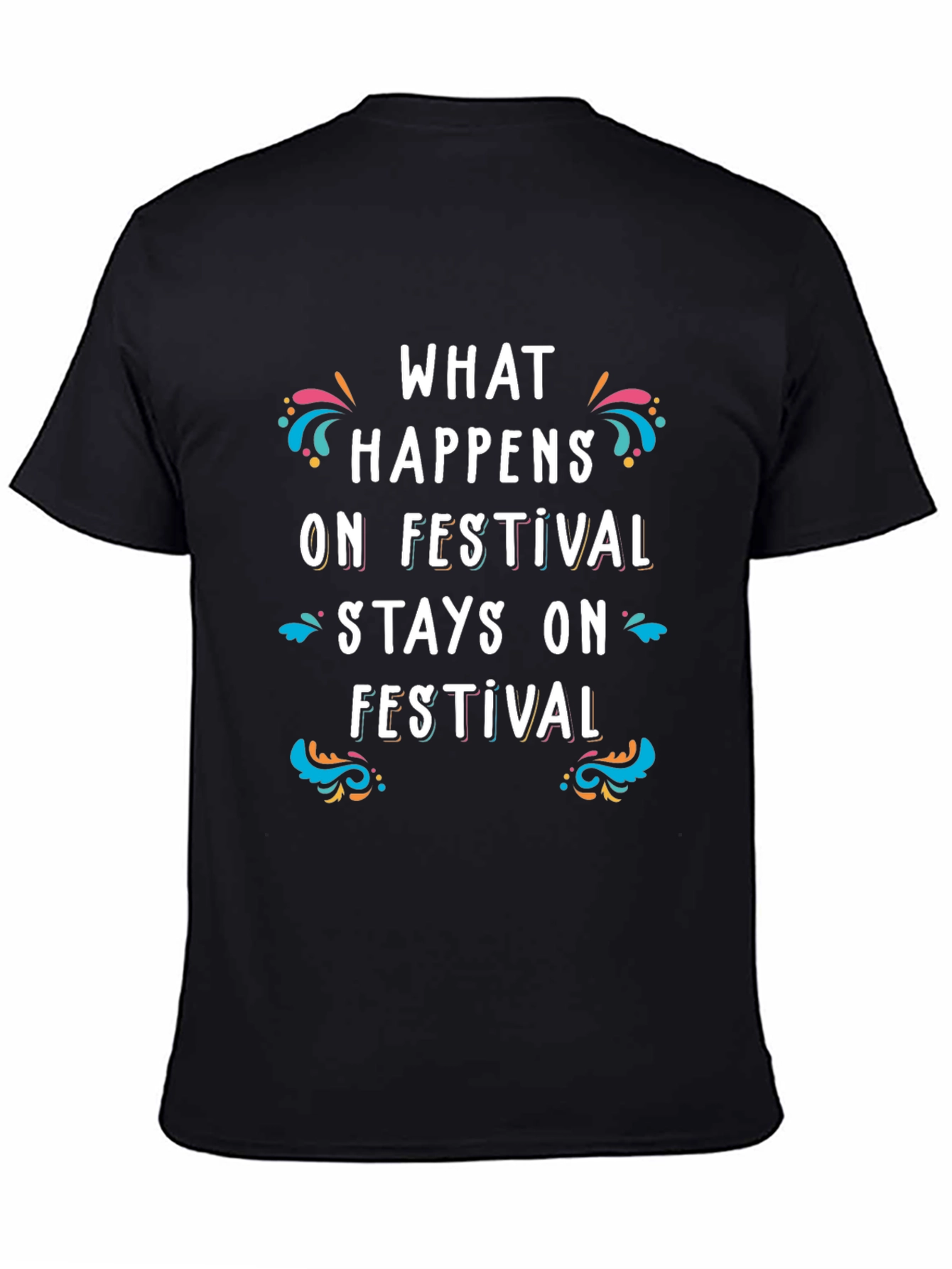 Festival Vibes Black Graphic T-Shirt