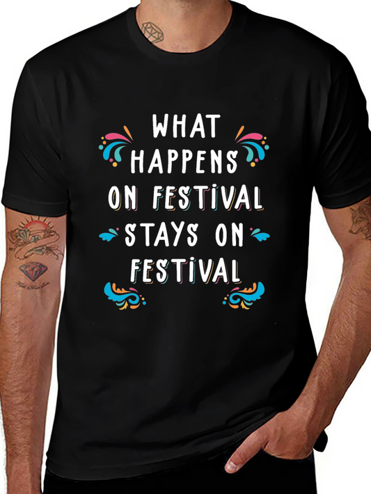 Festival Vibes Black Graphic T-Shirt
