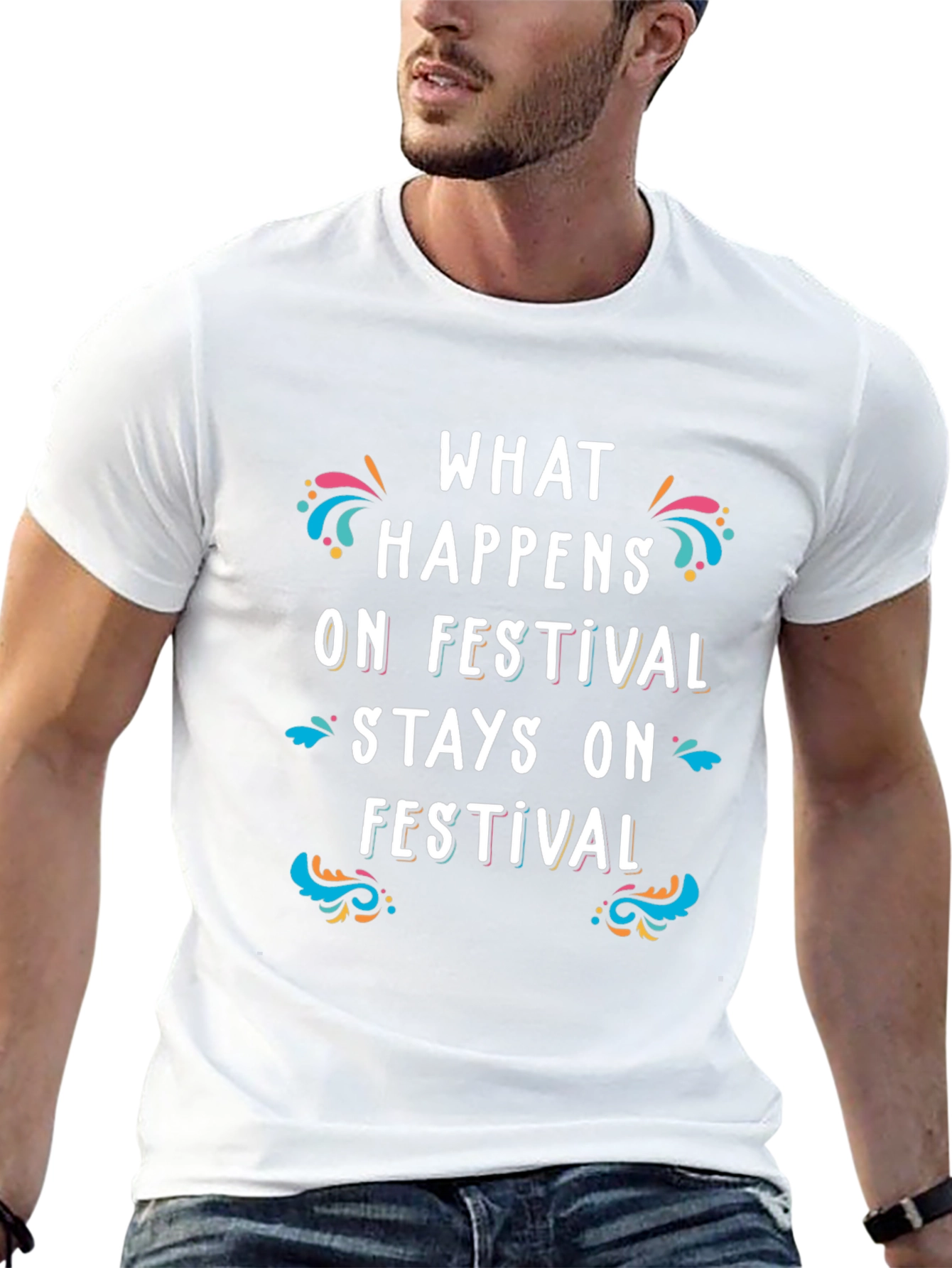 Festival Vibes Black Graphic T-Shirt