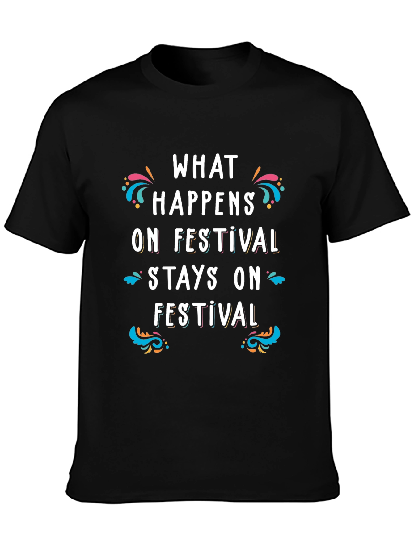 Festival Vibes Black Graphic T-Shirt