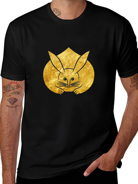Rabbit Graphic Tee - Unique Gold Design