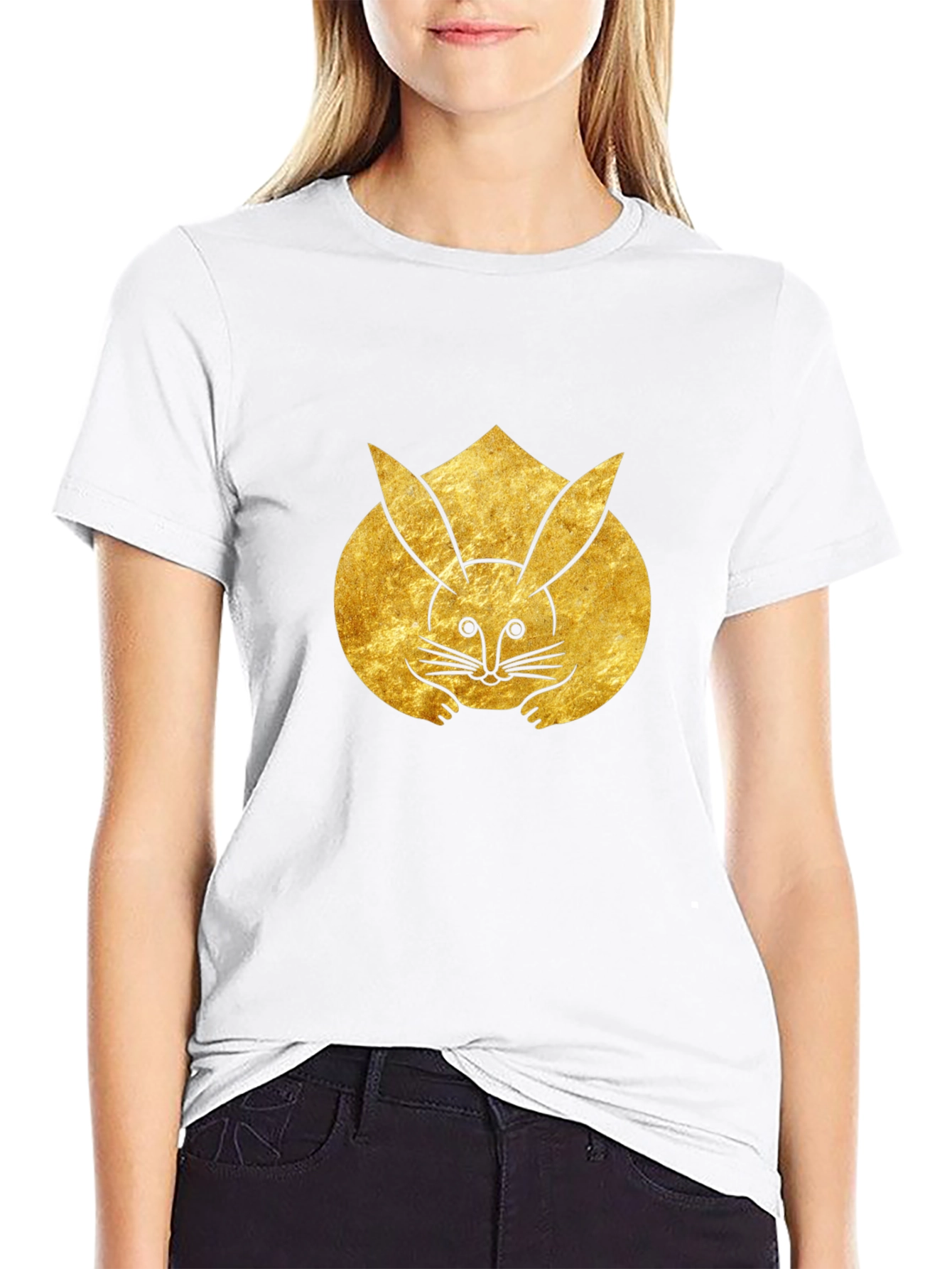Rabbit Graphic Tee - Unique Gold Design