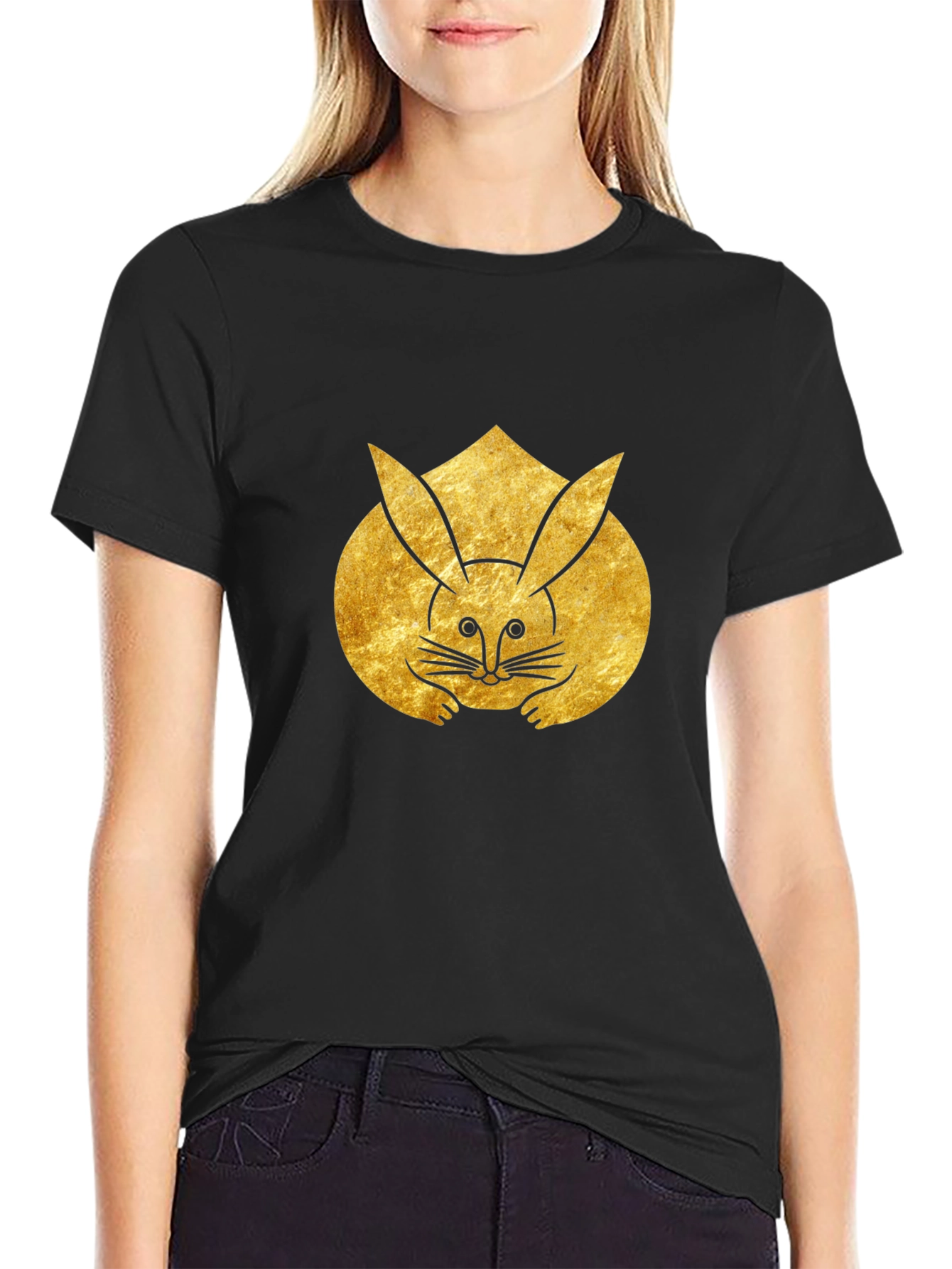 Rabbit Graphic Tee - Unique Gold Design
