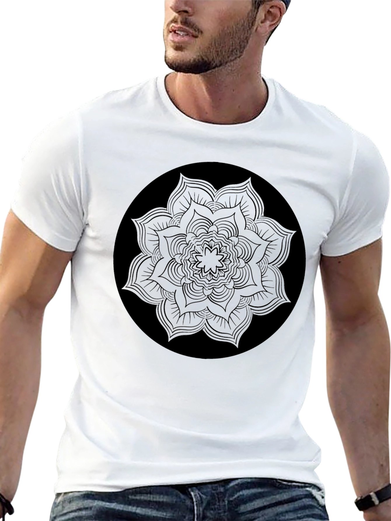 Black Mandala Graphic T-Shirt for Men