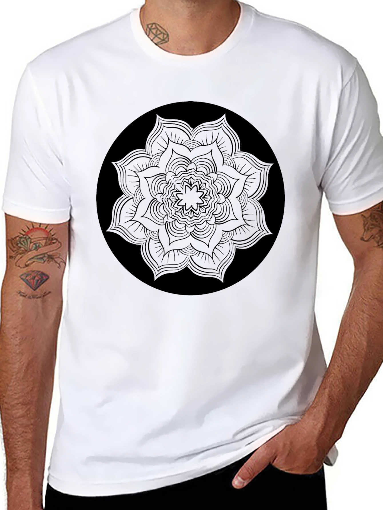 Black Mandala Graphic T-Shirt for Men