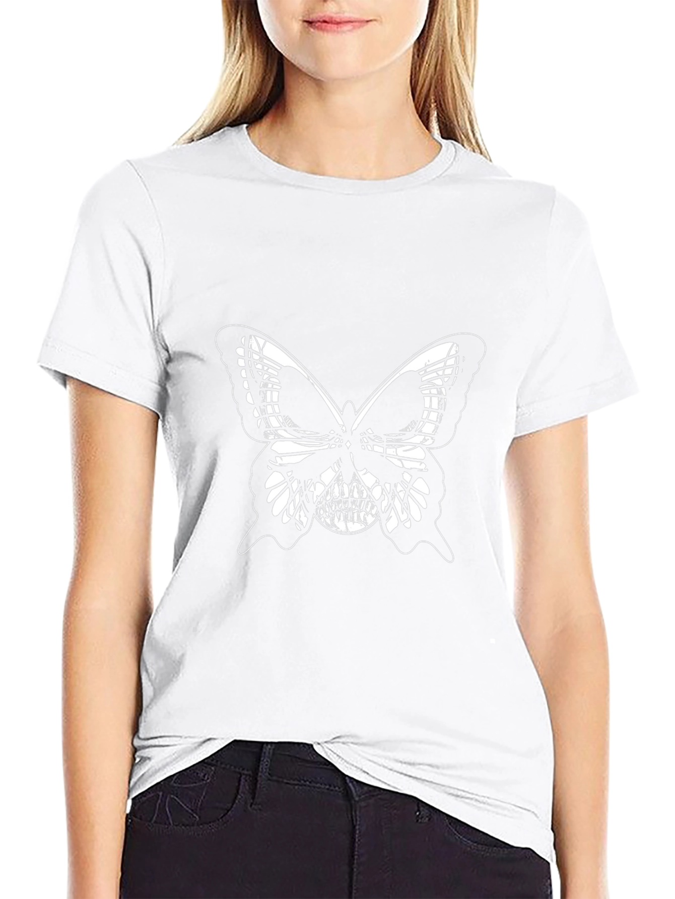 Skull Butterfly Graphic Black T-Shirt