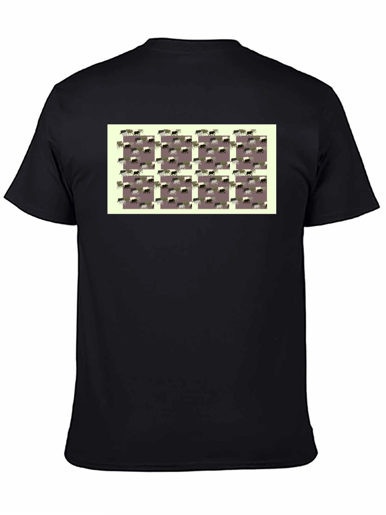 Novelty Elephant Pattern Black T-Shirt