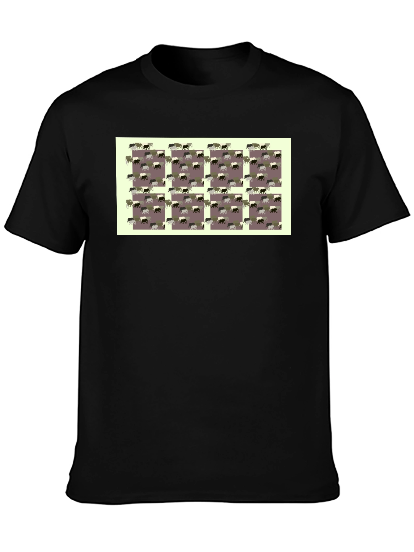 Novelty Elephant Pattern Black T-Shirt