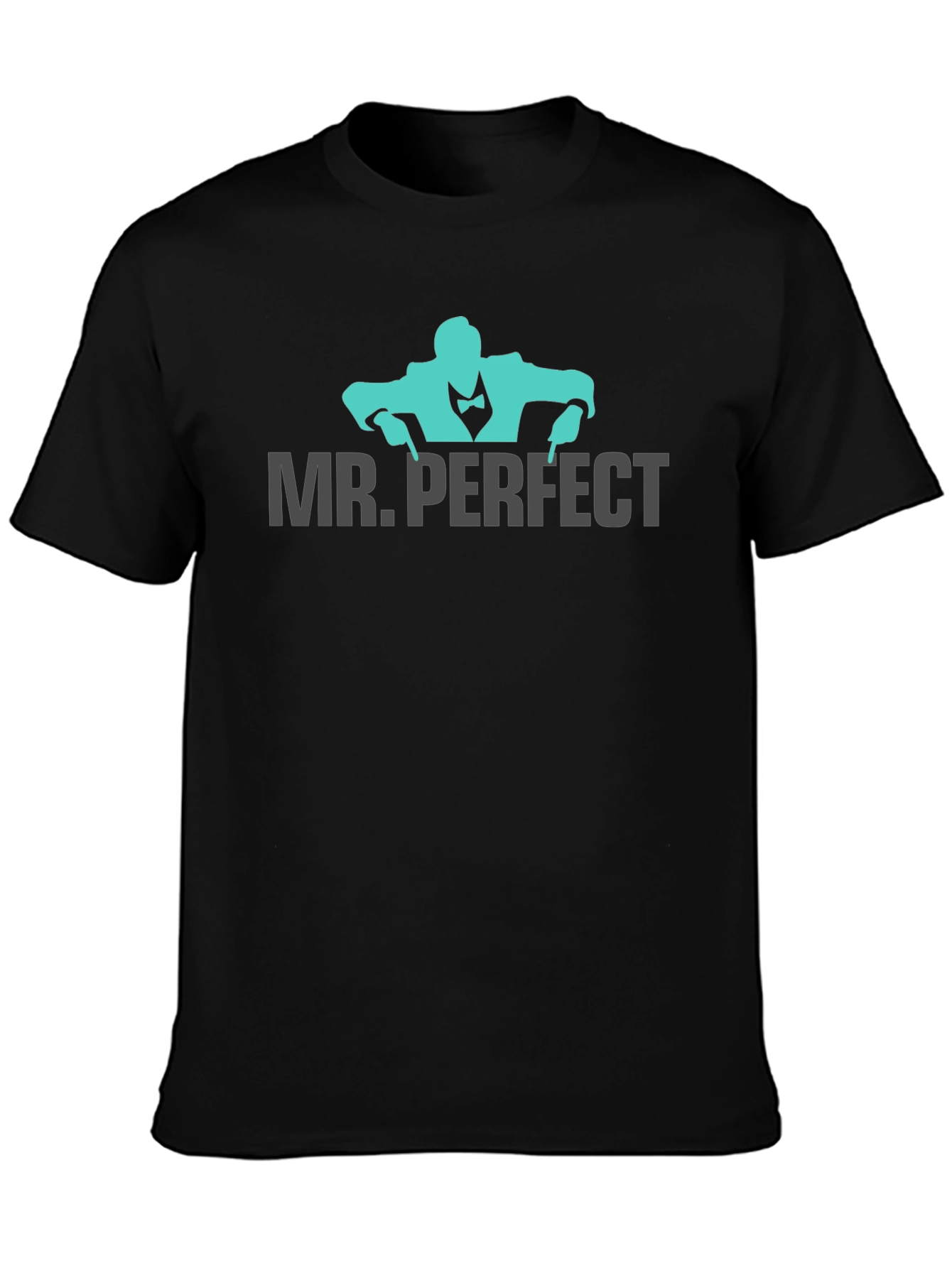 Mr. Perfect Graphic Tee - Black Cotton Blend T-Shirt