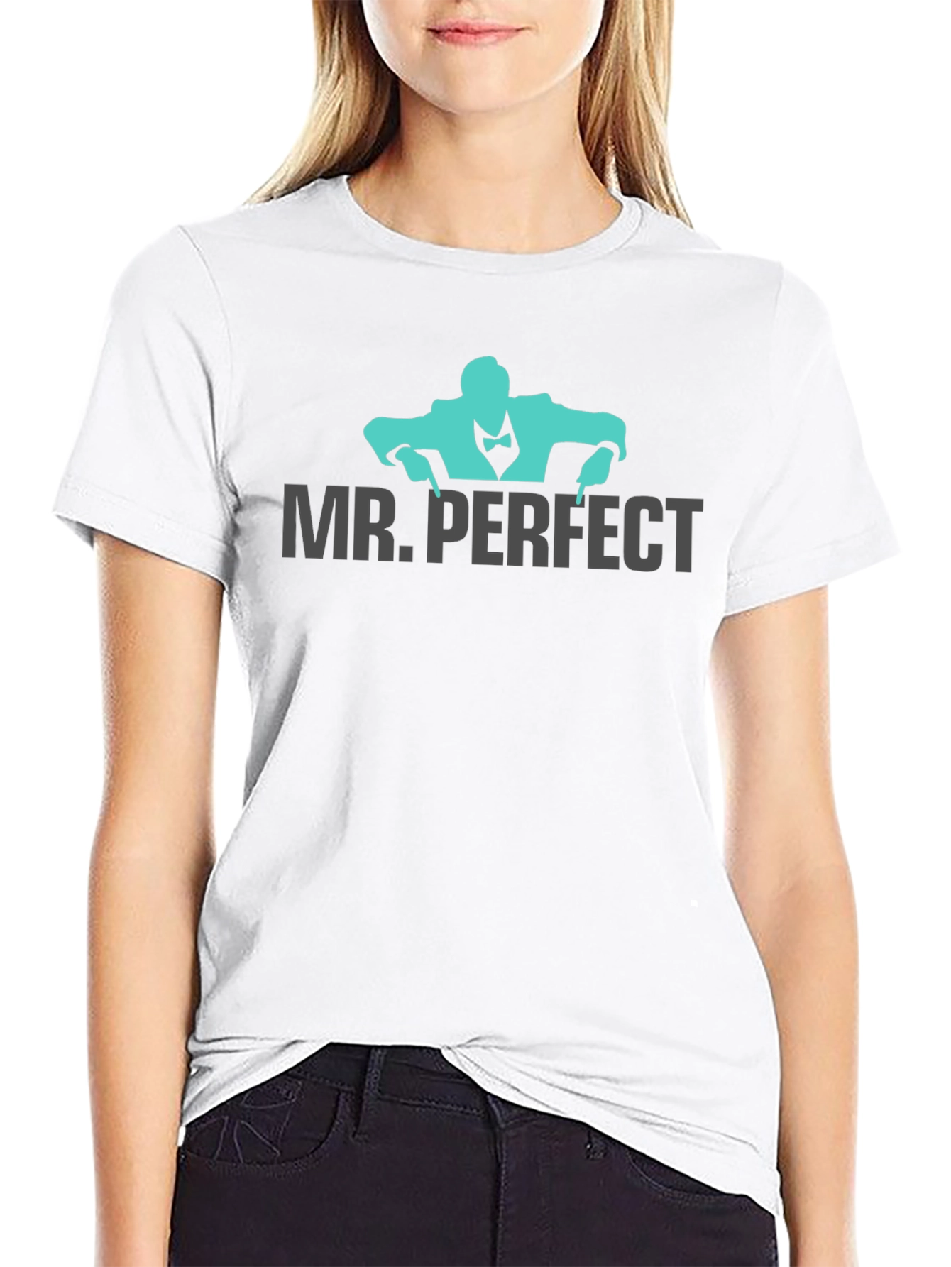 Mr. Perfect Graphic Tee - Black Cotton Blend T-Shirt