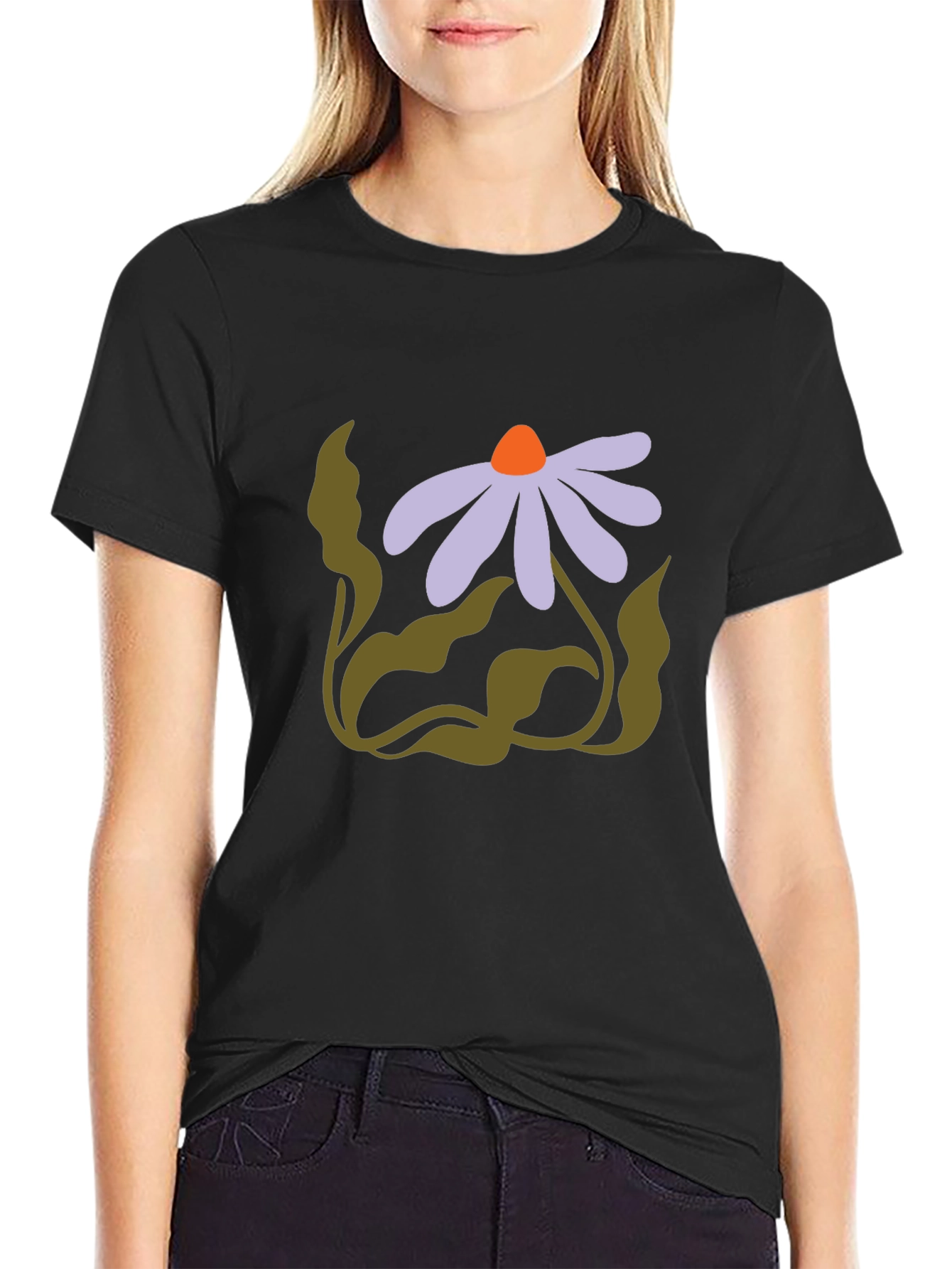 Floral Graphic Black T-Shirt