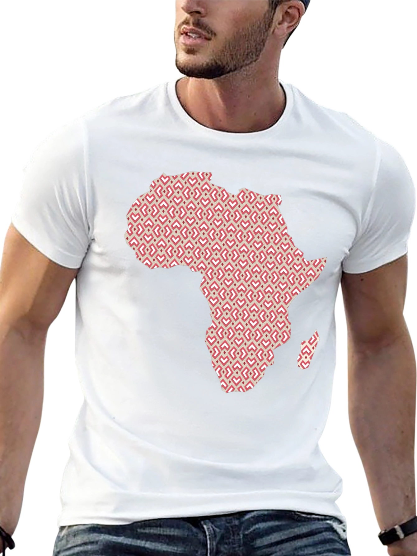 Africa Map Pattern Graphic Tee - Modern Black T-Shirt