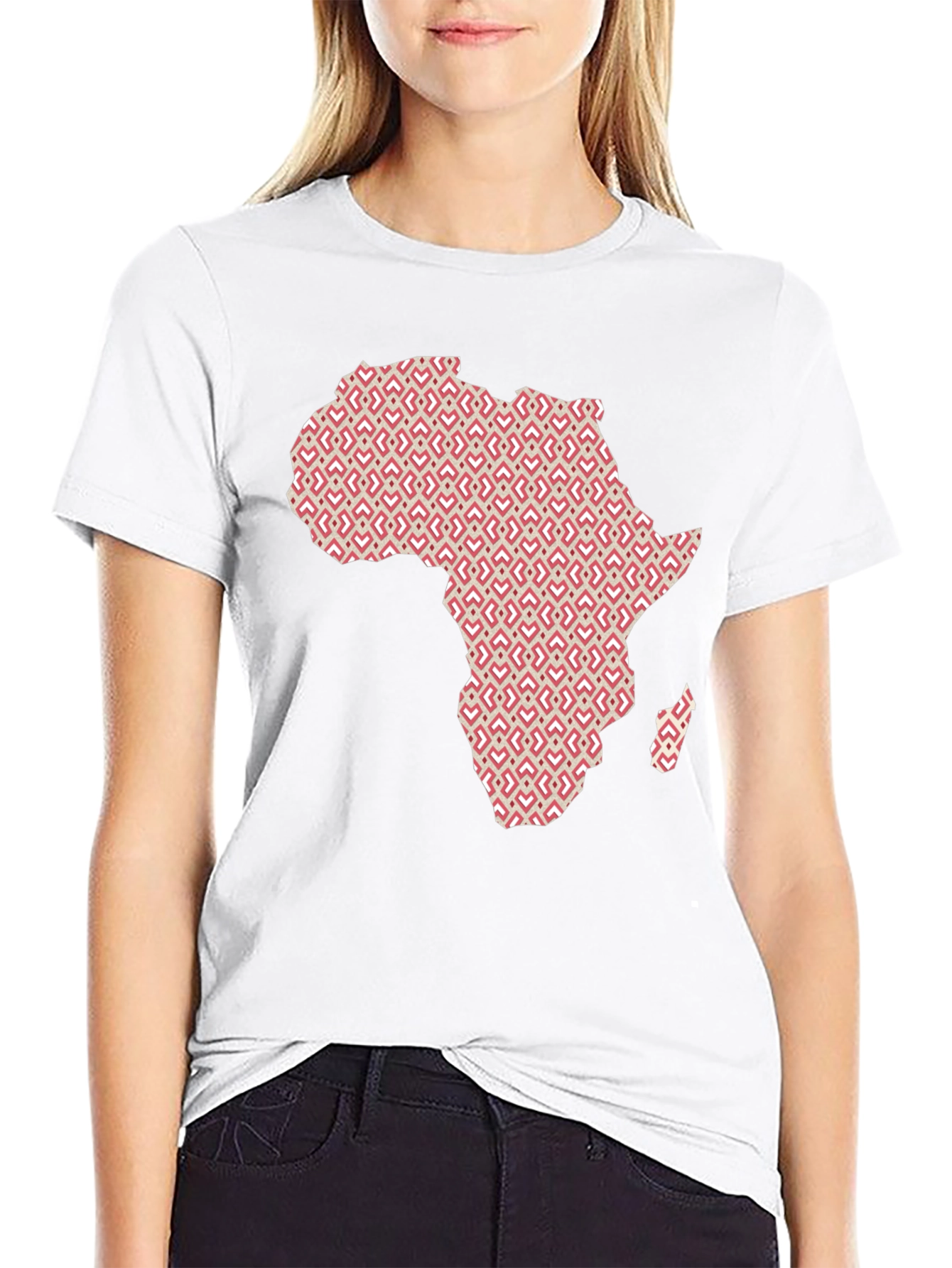 Africa Map Pattern Graphic Tee - Modern Black T-Shirt