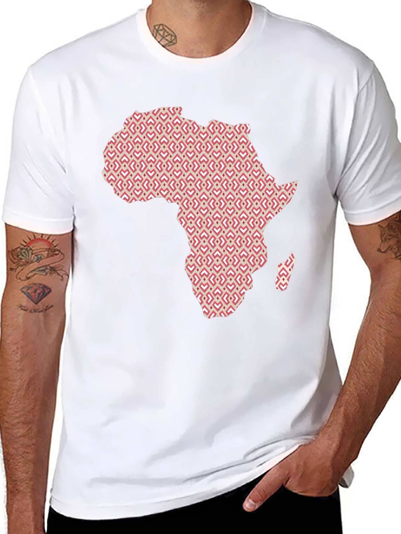 Africa Map Pattern Graphic Tee - Modern Black T-Shirt