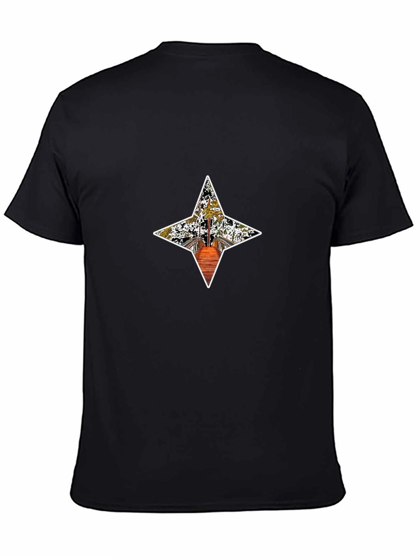 Stylish Black Tee with Star Bridge Graphic