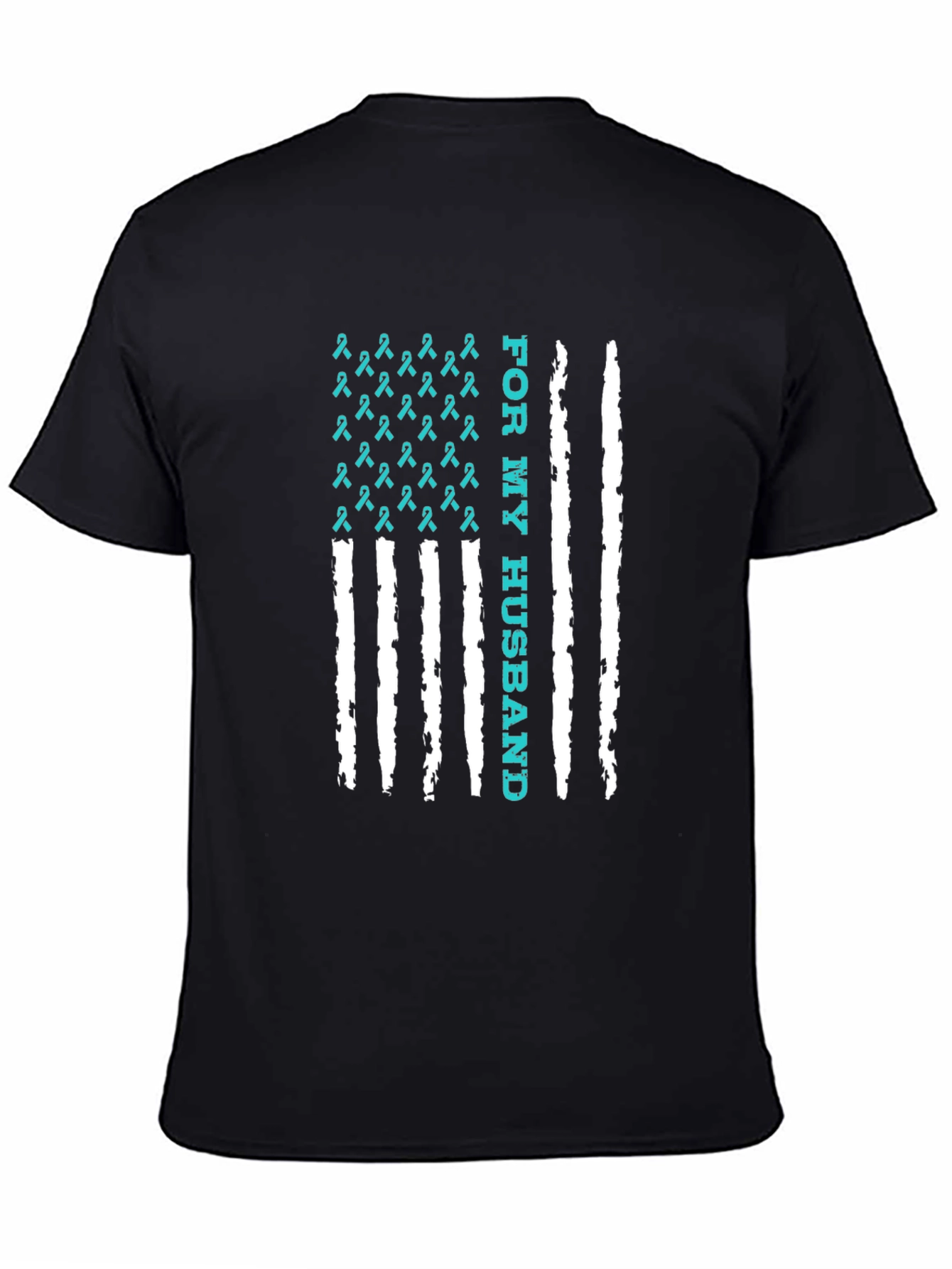 For My Husband Ribbon American Flag Graphic Tee