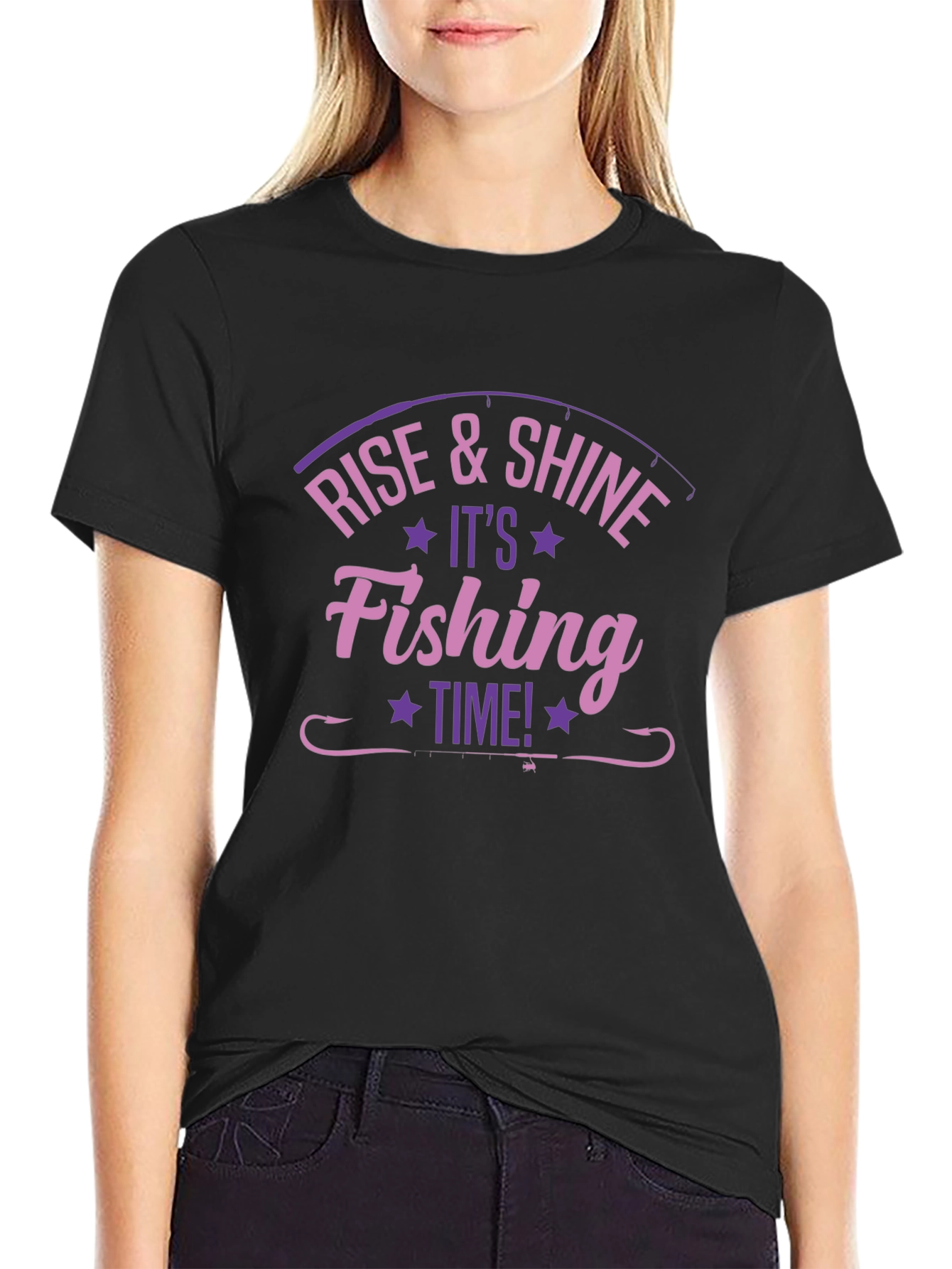 Rise & Shine Fishing Time Black T-Shirt