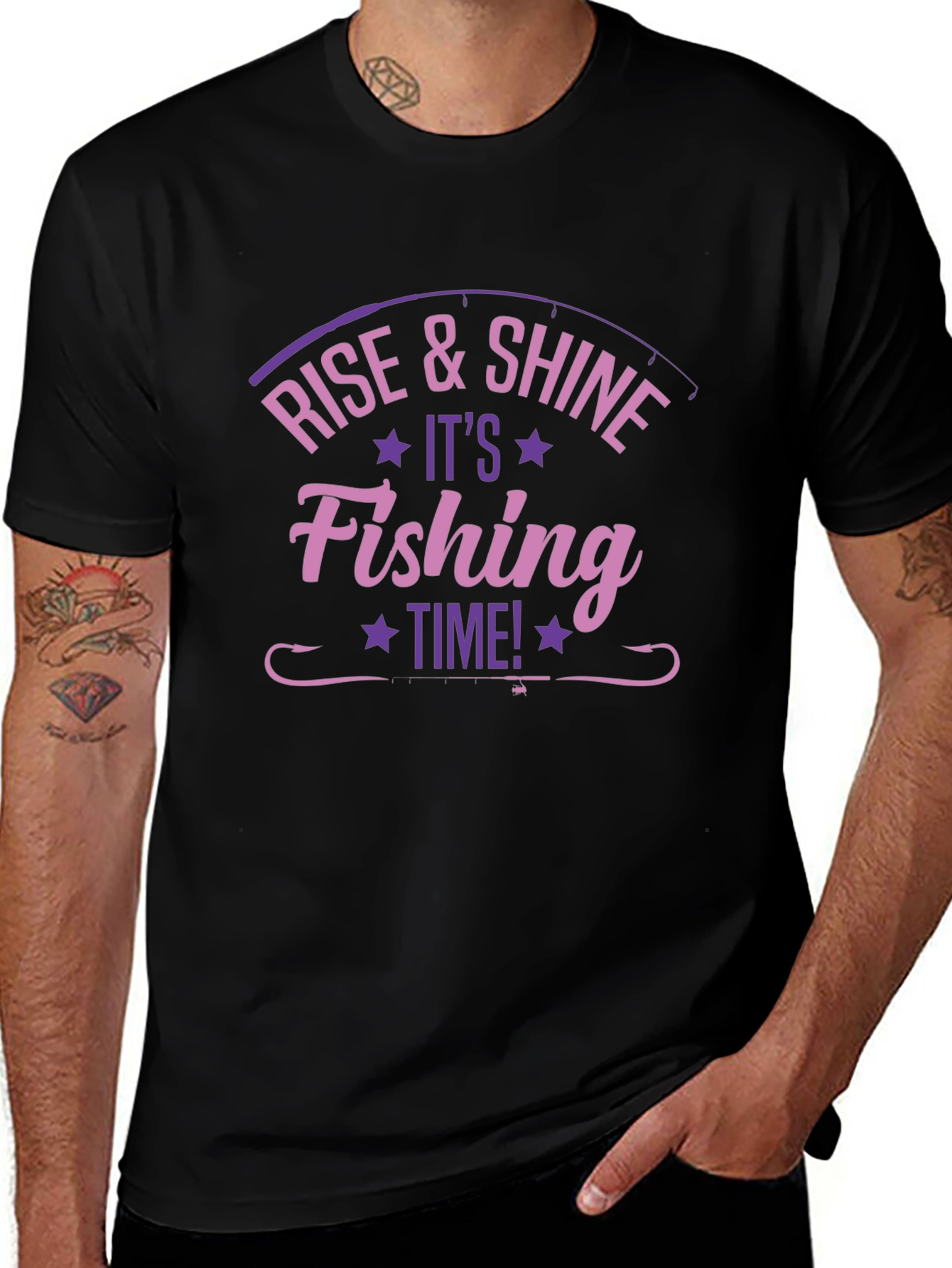Rise & Shine Fishing Time Black T-Shirt