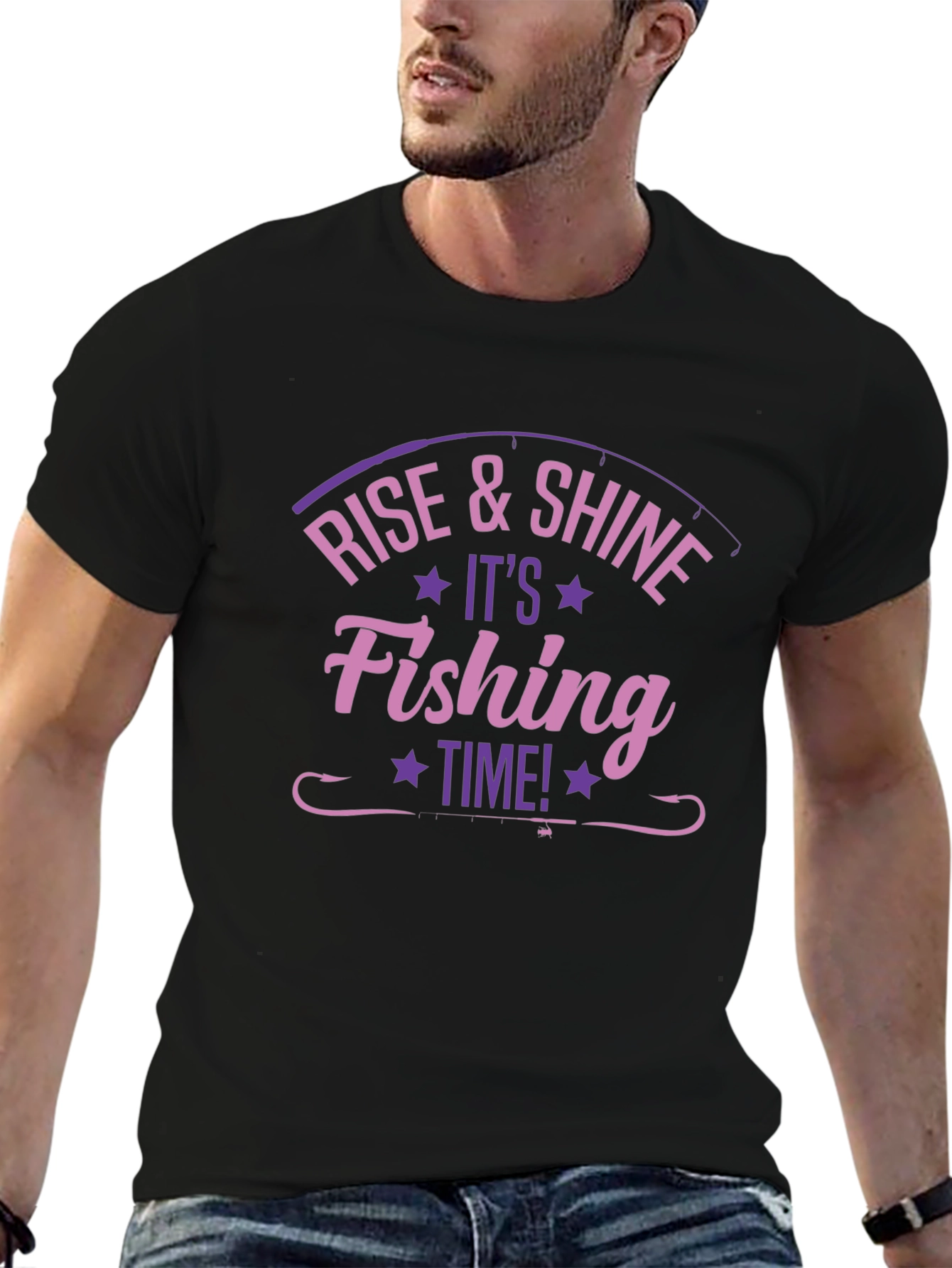 Rise & Shine Fishing Time Black T-Shirt