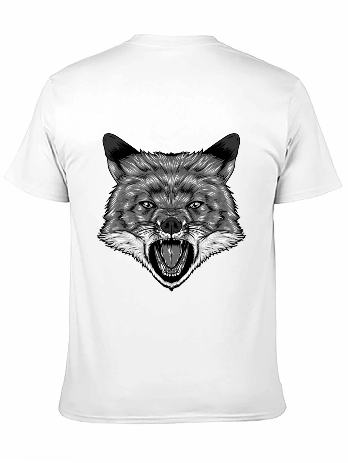 Mens Black T-Shirt with Wolf Graphic