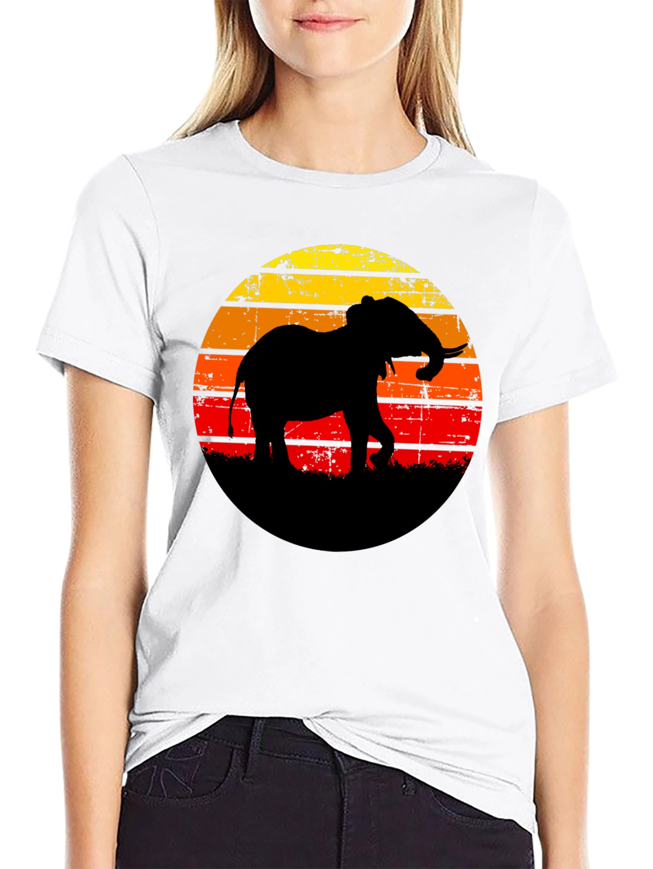 Elephant Sunset Graphic Tee