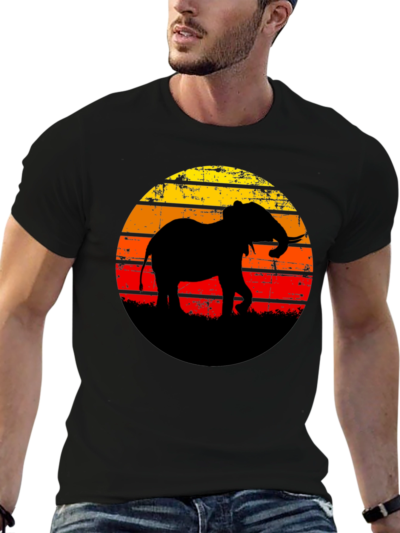 Elephant Sunset Graphic Tee