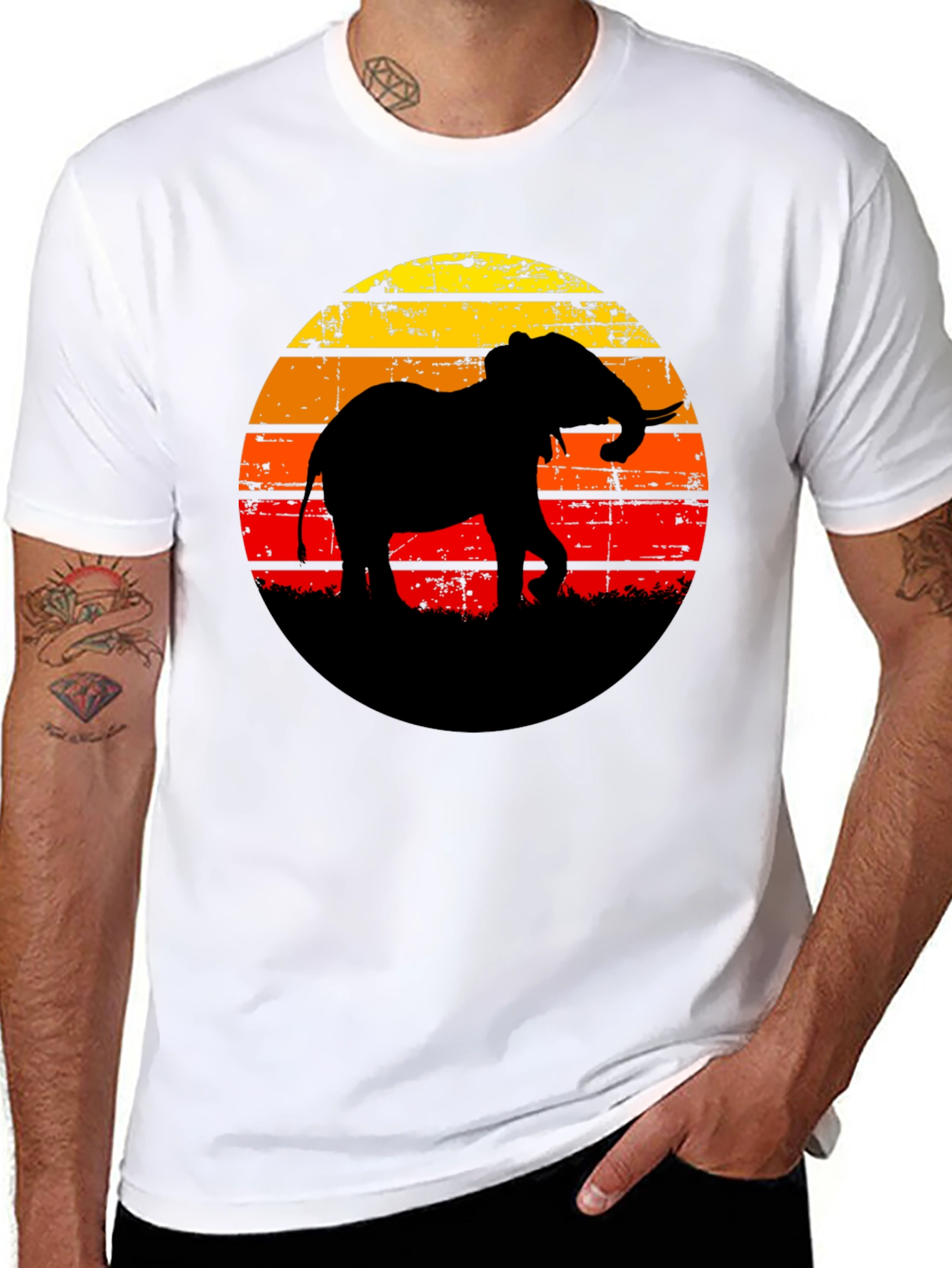 Elephant Sunset Graphic Tee