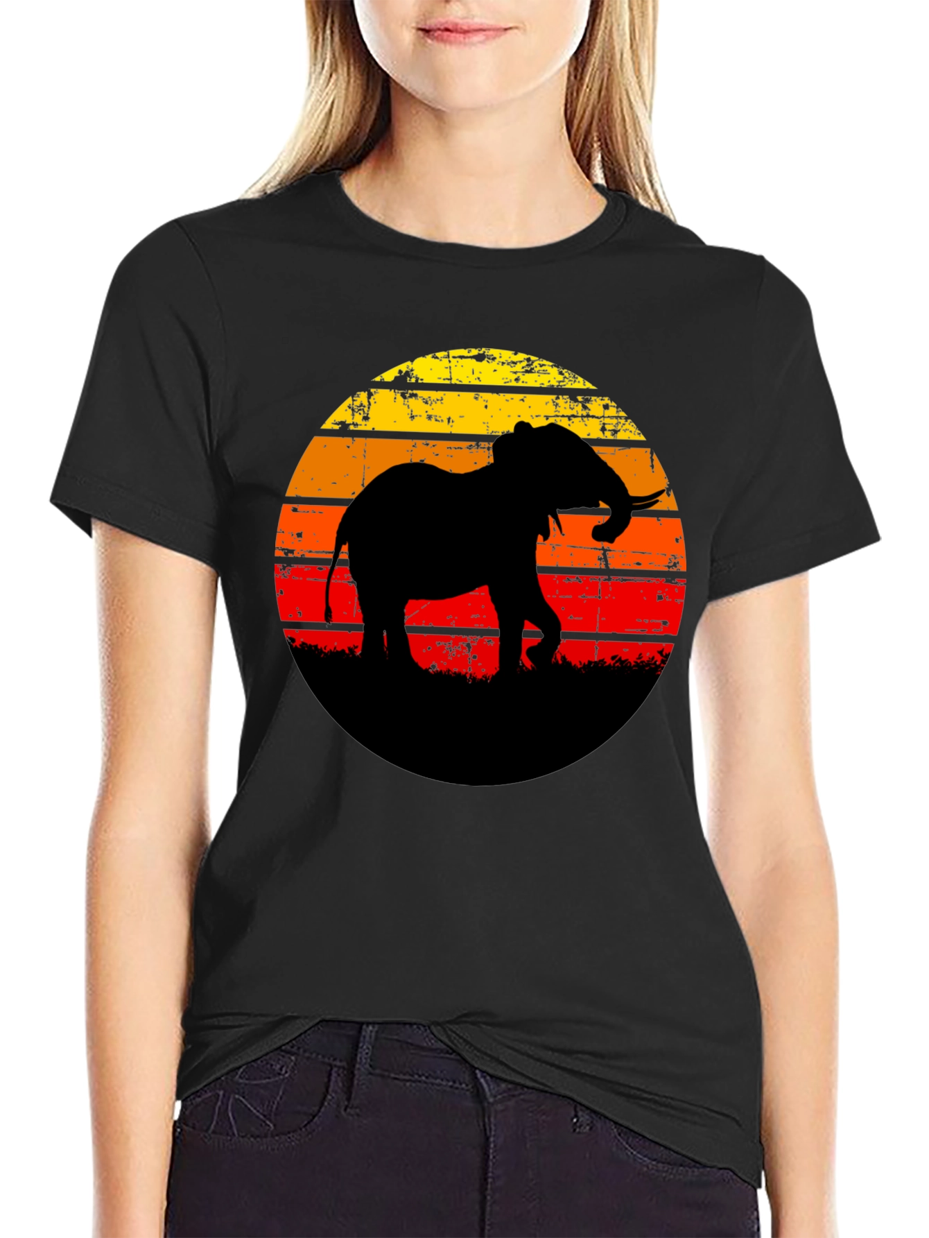 Elephant Sunset Graphic Tee