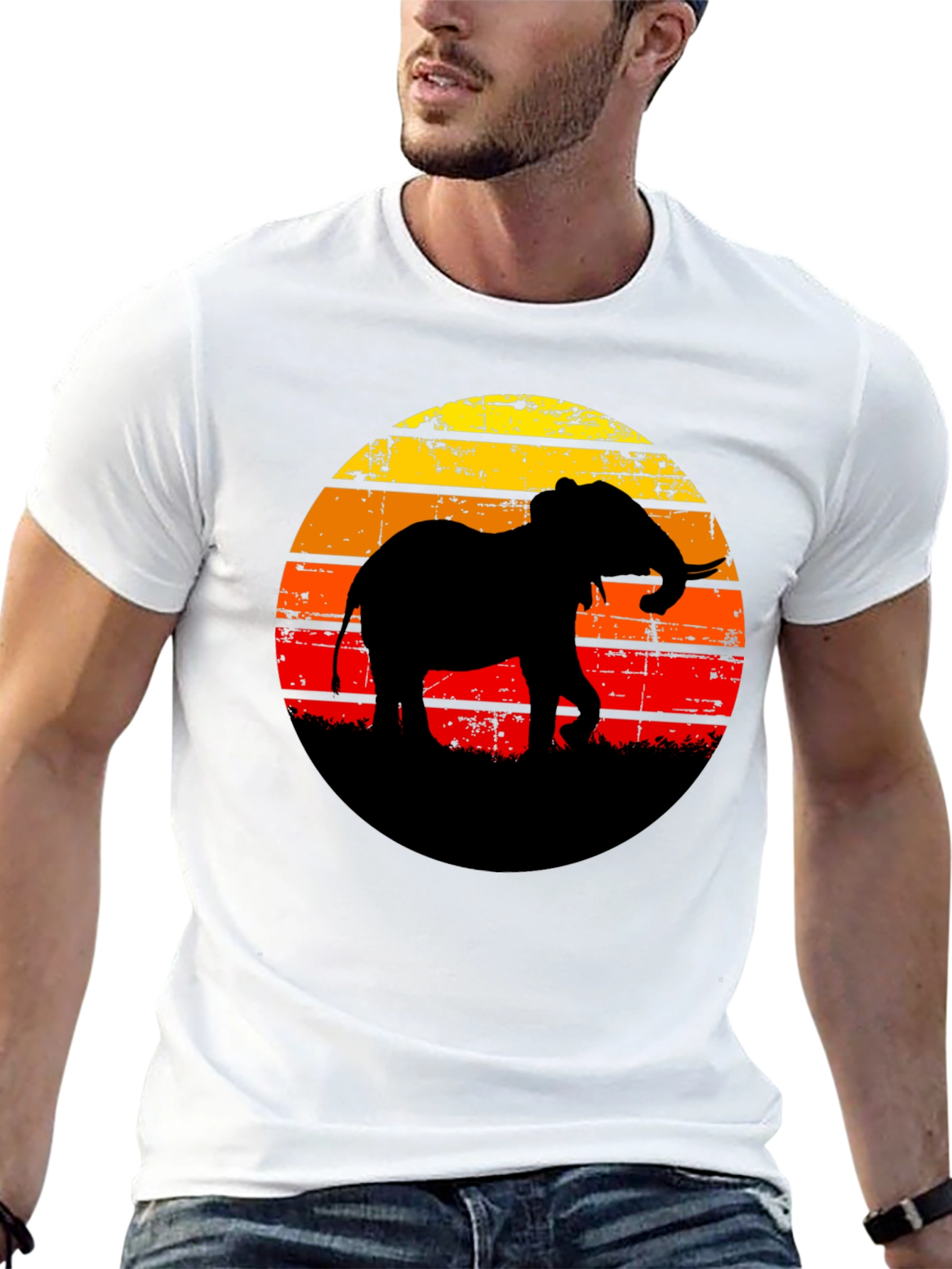 Elephant Sunset Graphic Tee