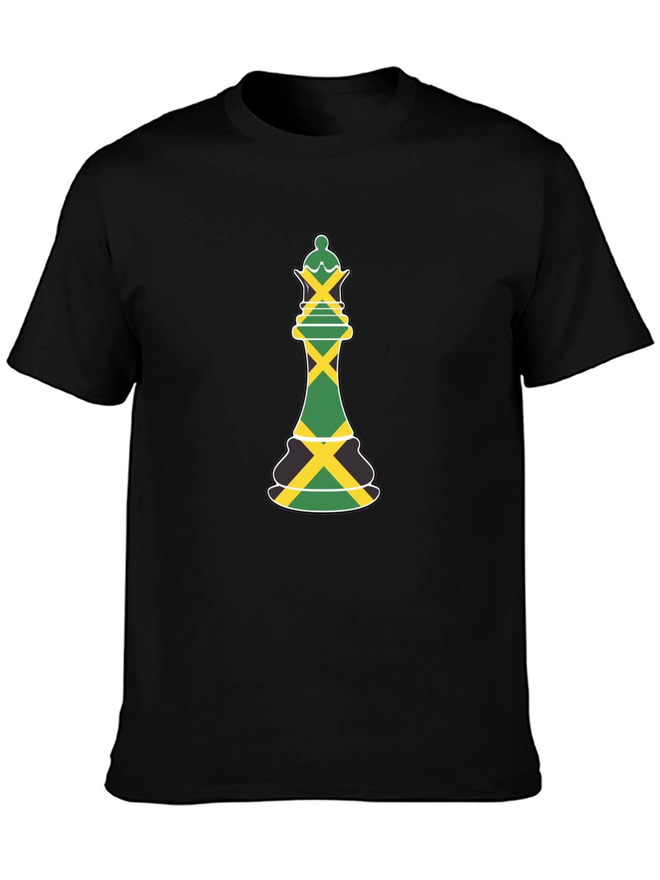 Jamaica Flag Chess Queen Graphic Tee - Black T-Shirt