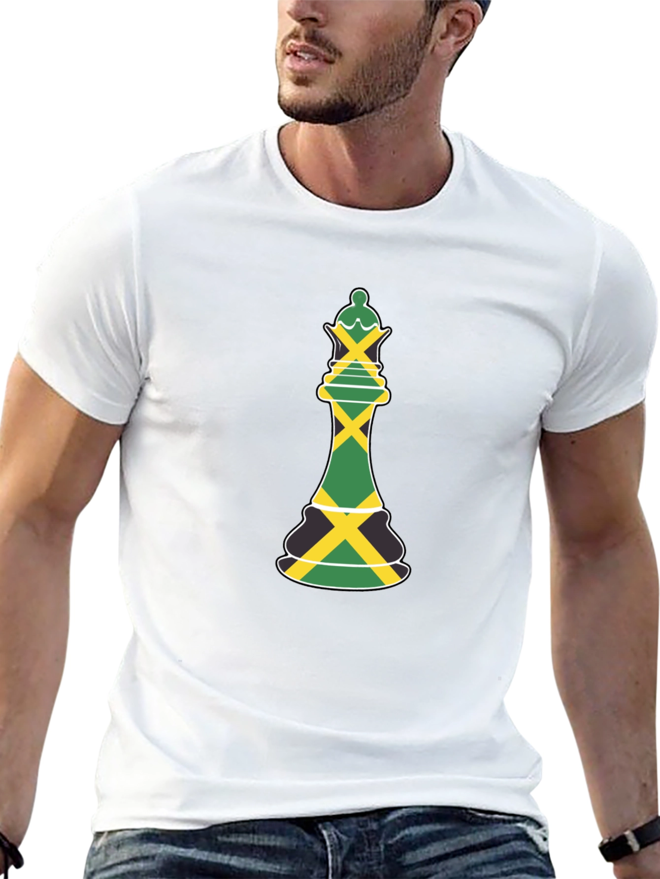 Jamaica Flag Chess Queen Graphic Tee - Black T-Shirt
