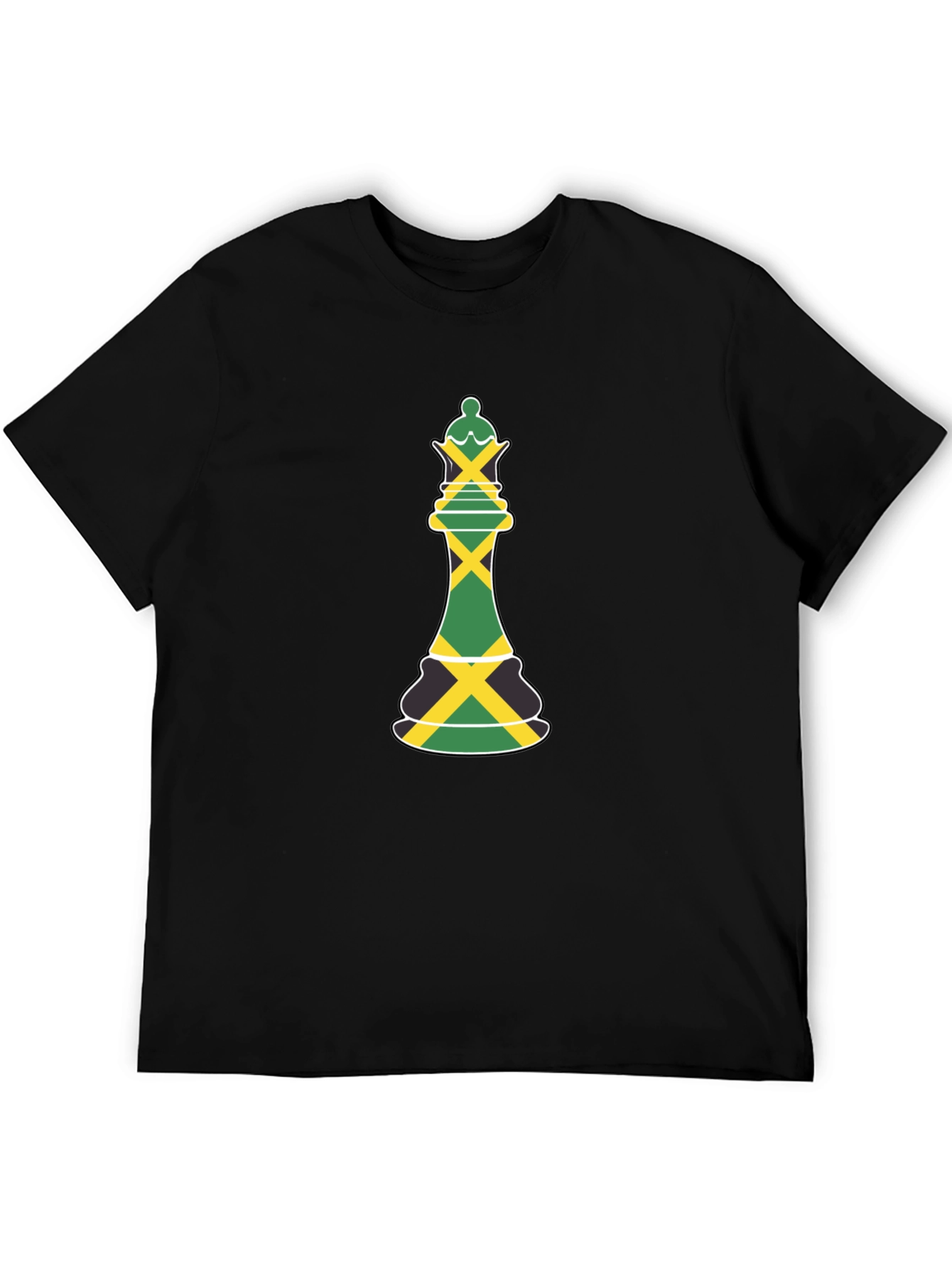 Jamaica Flag Chess Queen Graphic Tee - Black T-Shirt