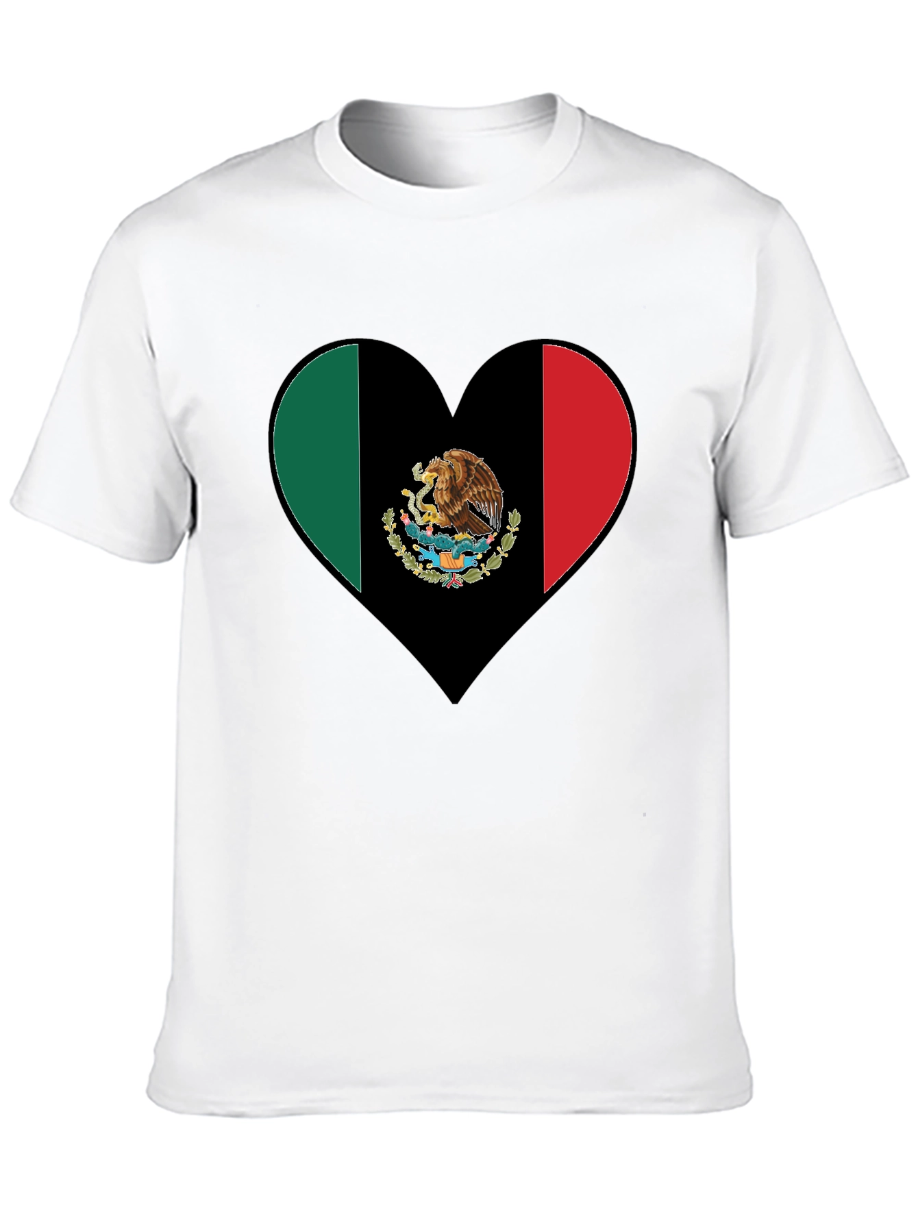 Mexico Flag Heart Graphic T-Shirt