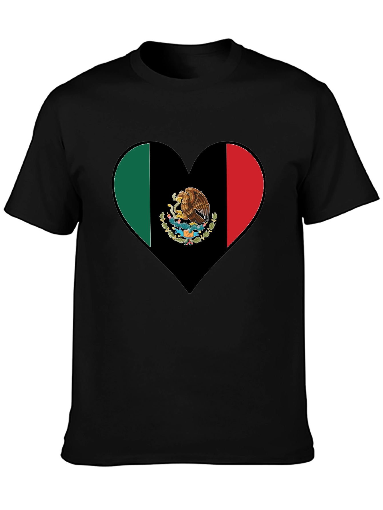 Mexico Flag Heart Graphic T-Shirt