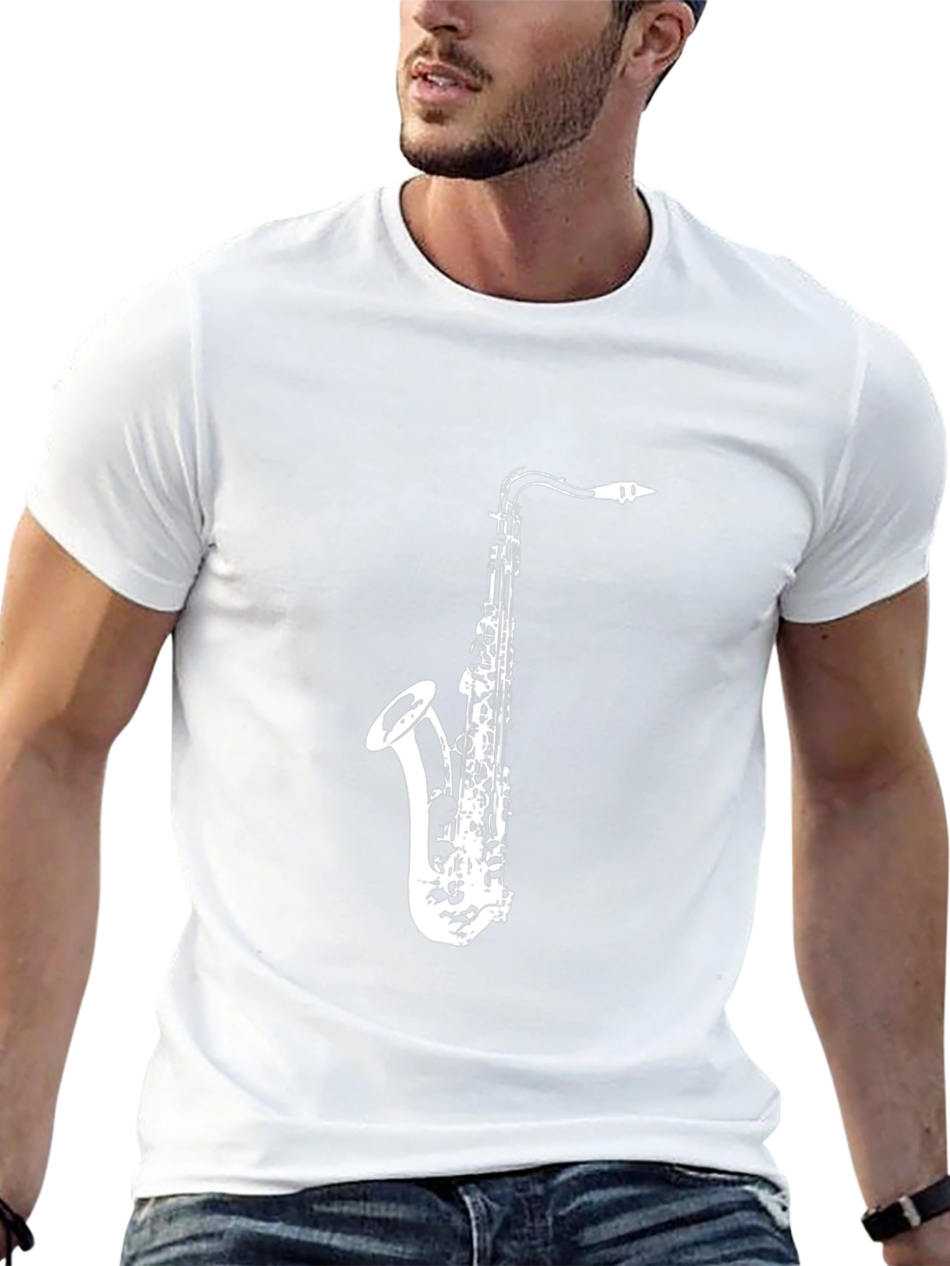 Saxophone Graphic Tee - Music Lovers Black T-Shirt