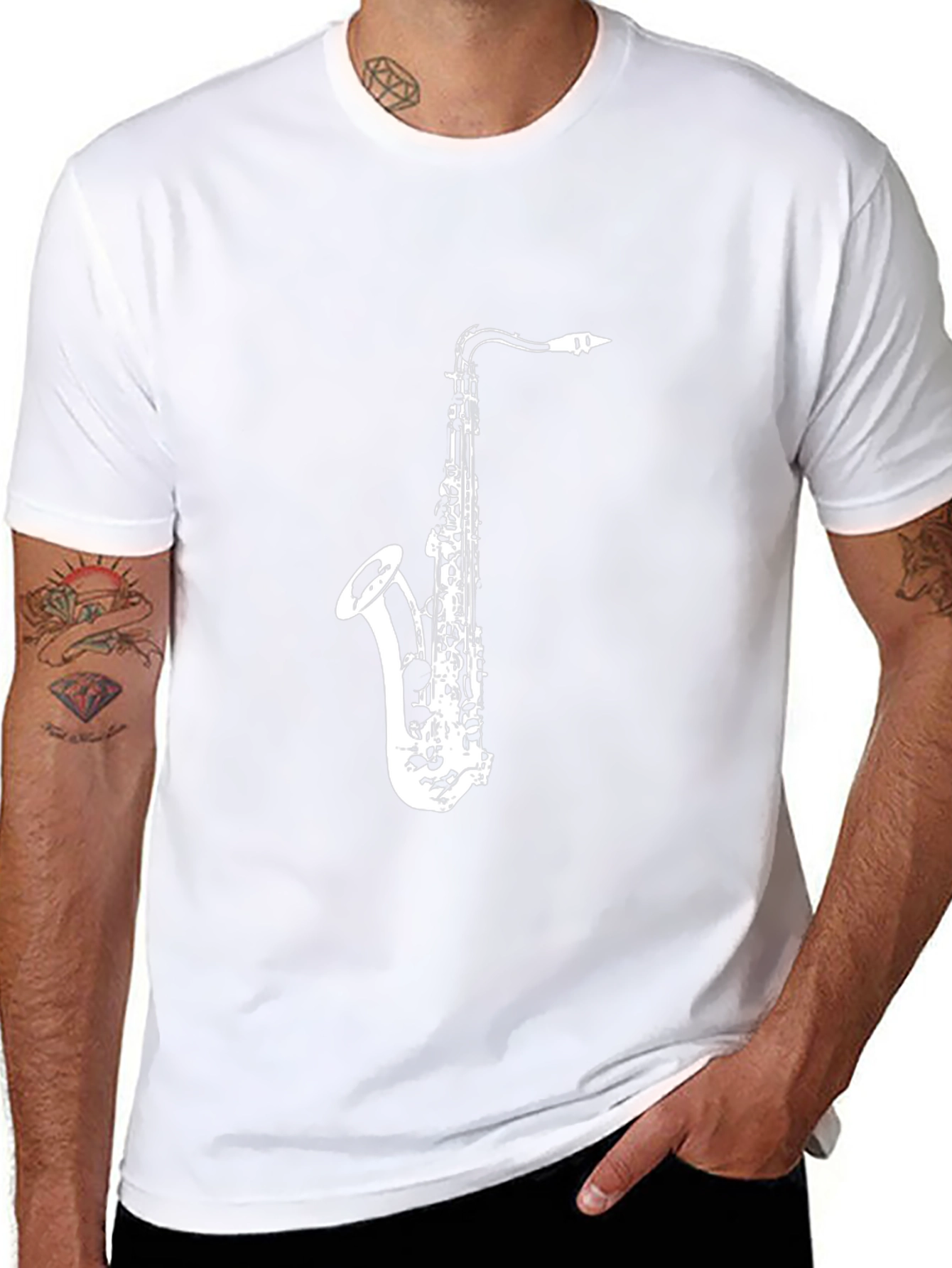Saxophone Graphic Tee - Music Lovers Black T-Shirt